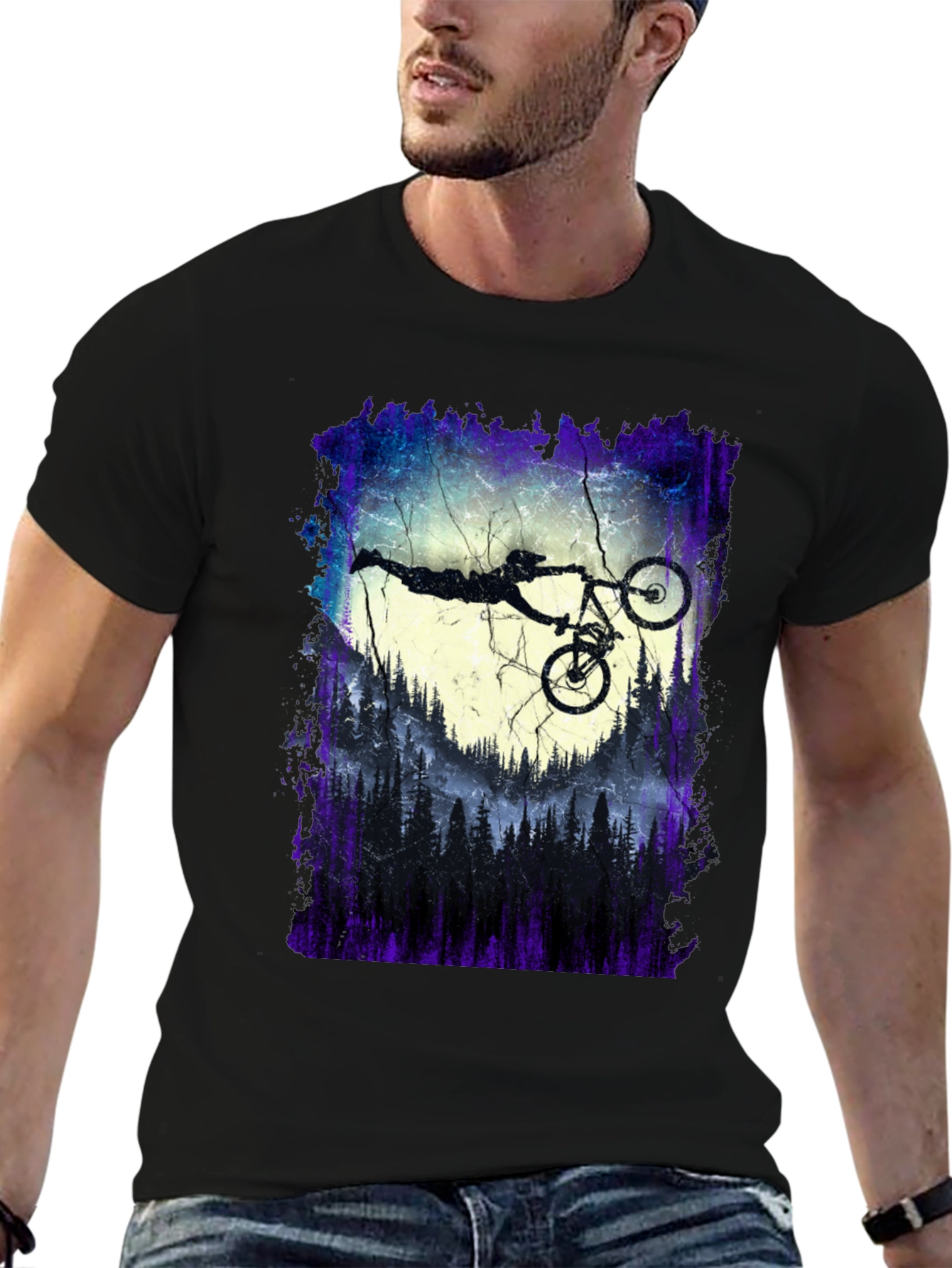 Mountain Biker Silhouette Graphic Tee