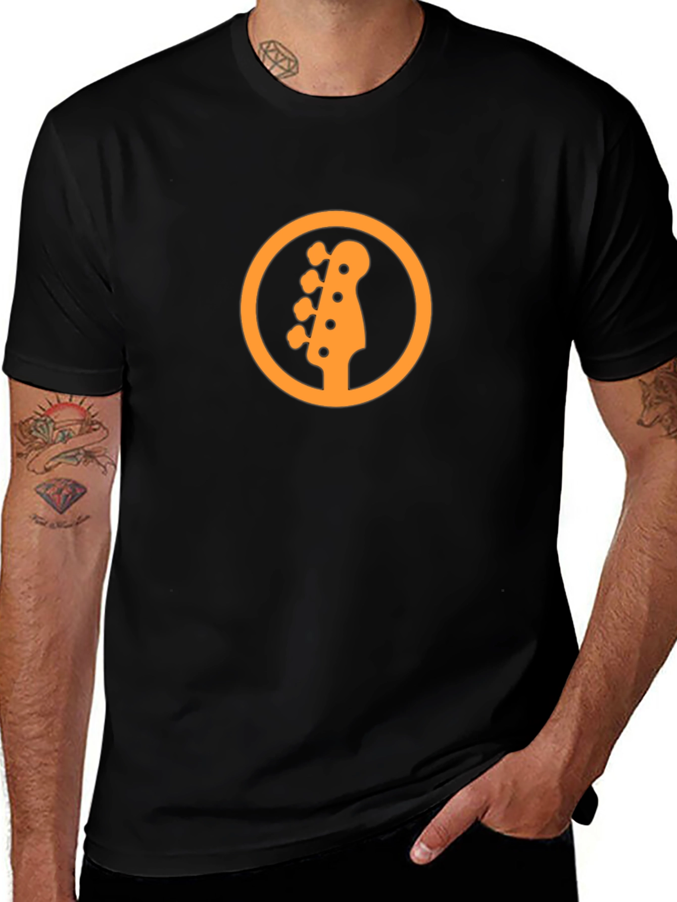 Bass Guitar Headstock Graphic Tee - Black