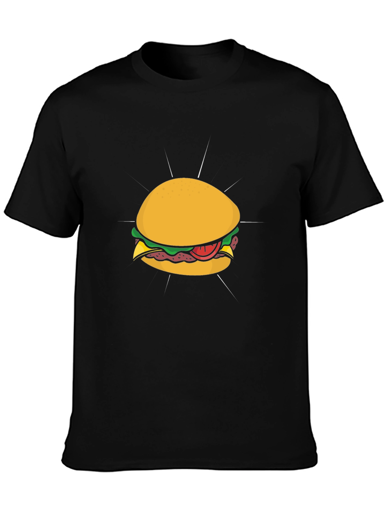 Burger Graphic Tee - Casual Style Black T-Shirt