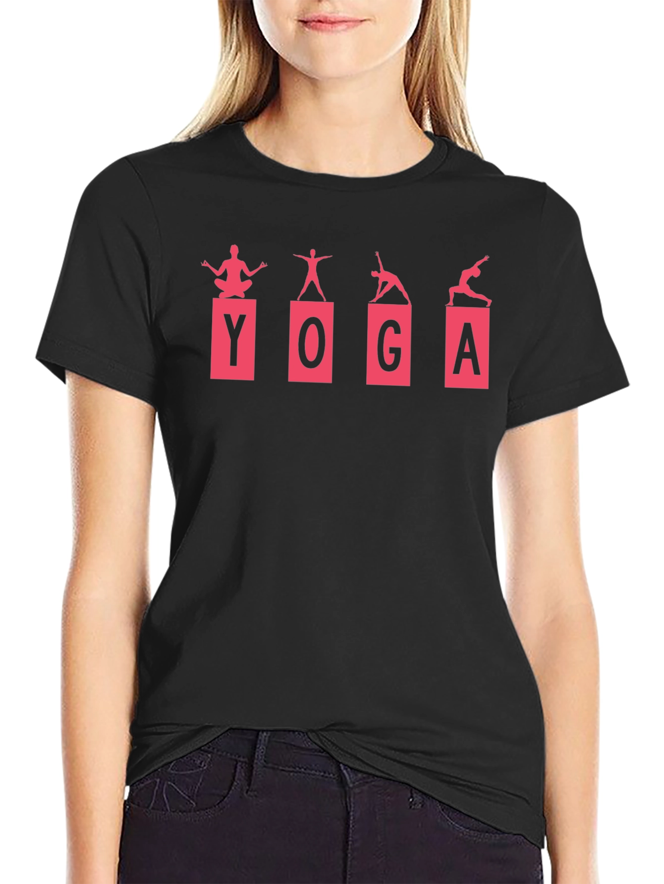 Yoga Poses Black Tee