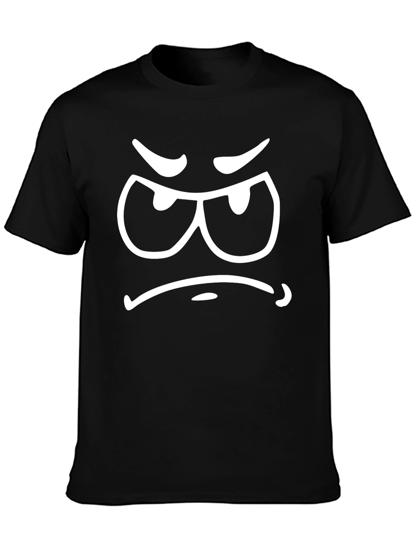 Grumpy Face Black Cotton Graphic Tee