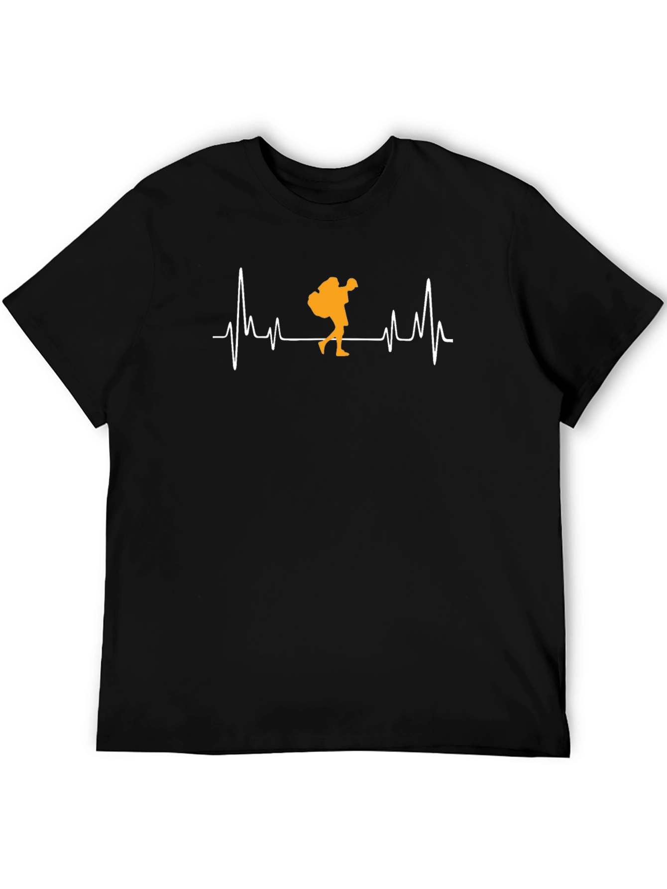Hiker Heartbeat Graphic Tee - Black Cotton T-Shirt