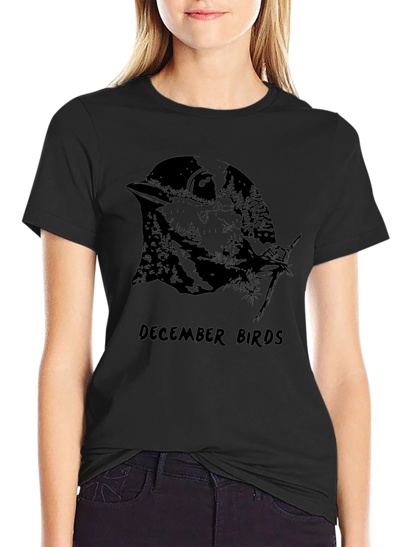 December Birds Graphic Tee - Unisex Black T-Shirt