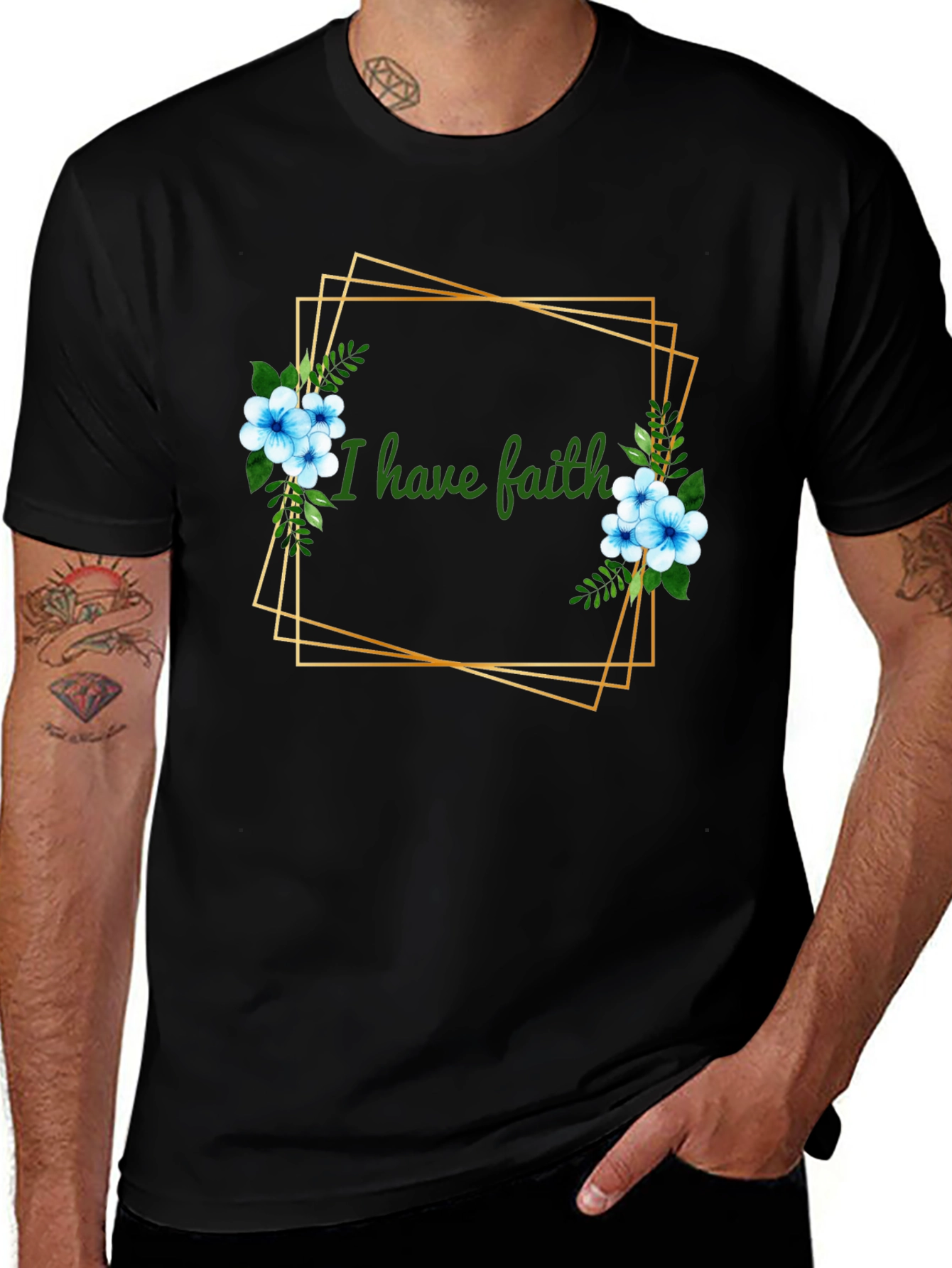 Faith Floral Graphic Tee - Black Unisex T-Shirt