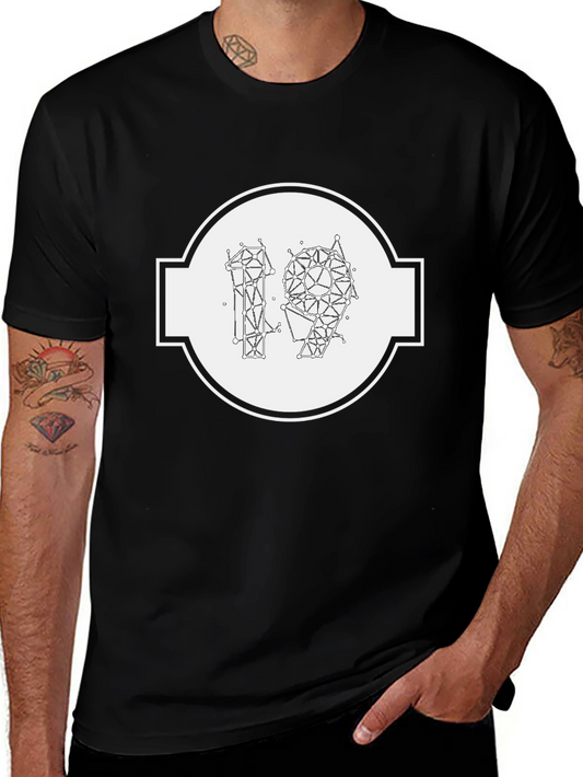 Abstract Geometric 19 Graphic Tee - Modern Black T-Shirt