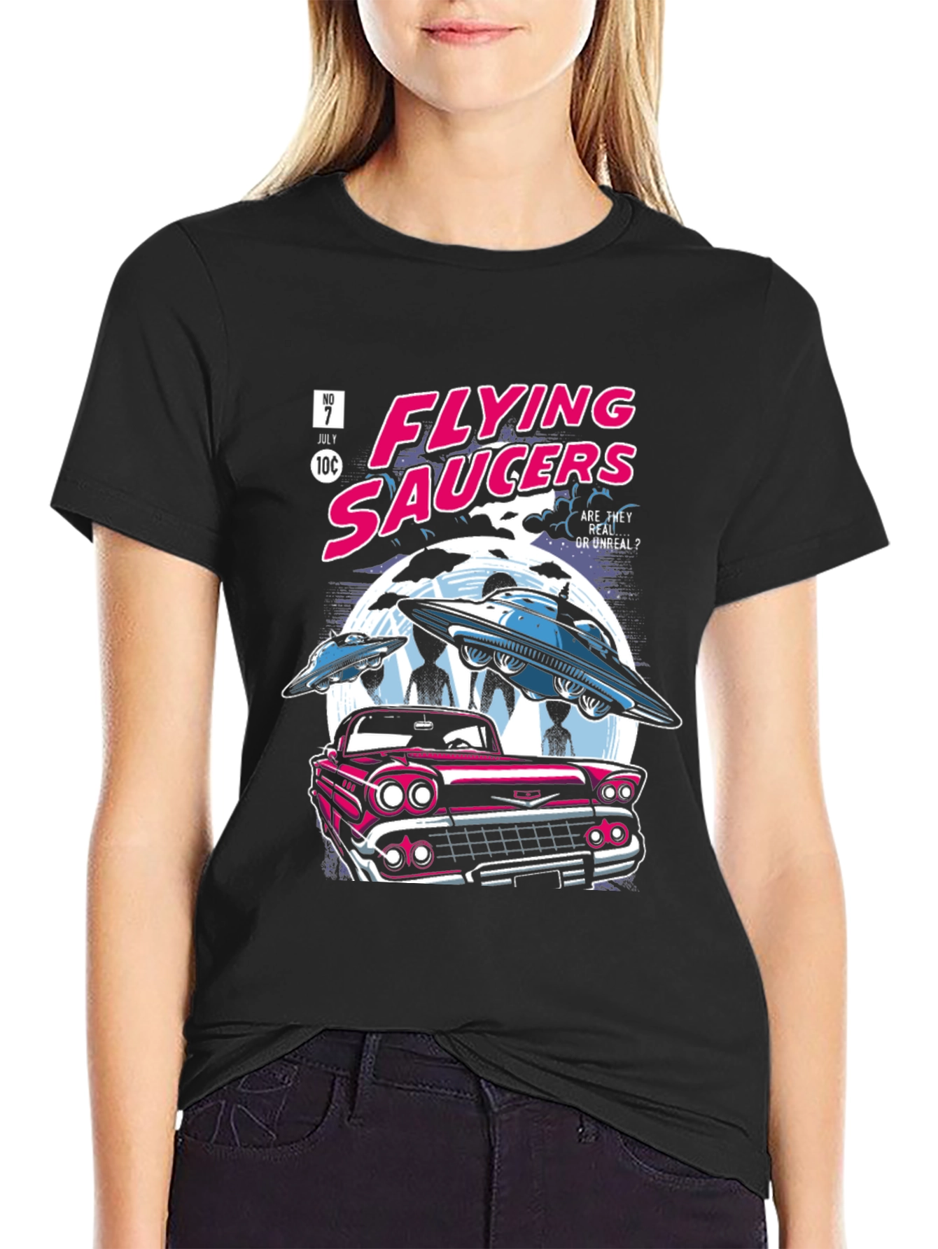 Retro Flying Saucers Graphic T-Shirt