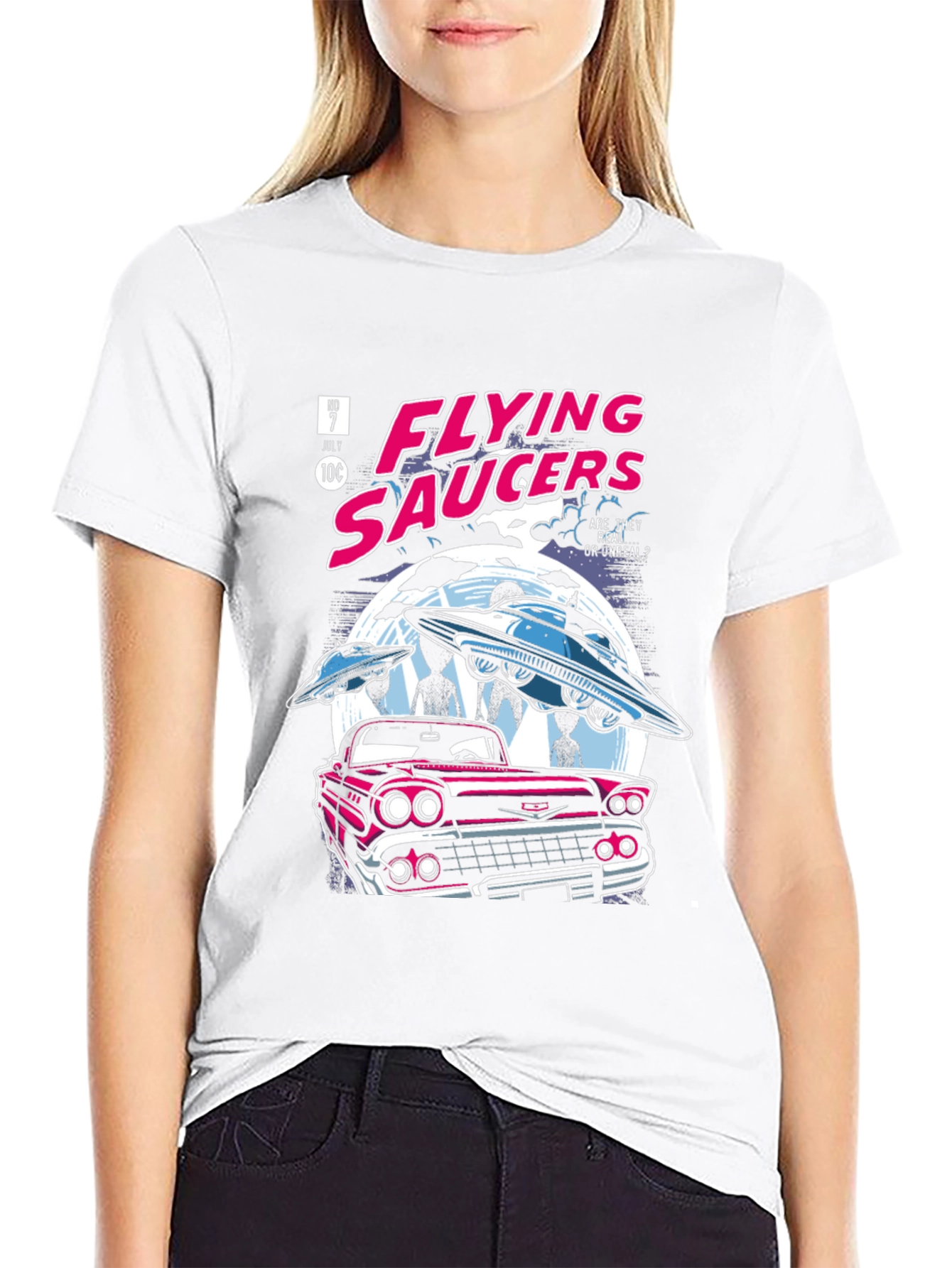 Retro Flying Saucers Graphic T-Shirt