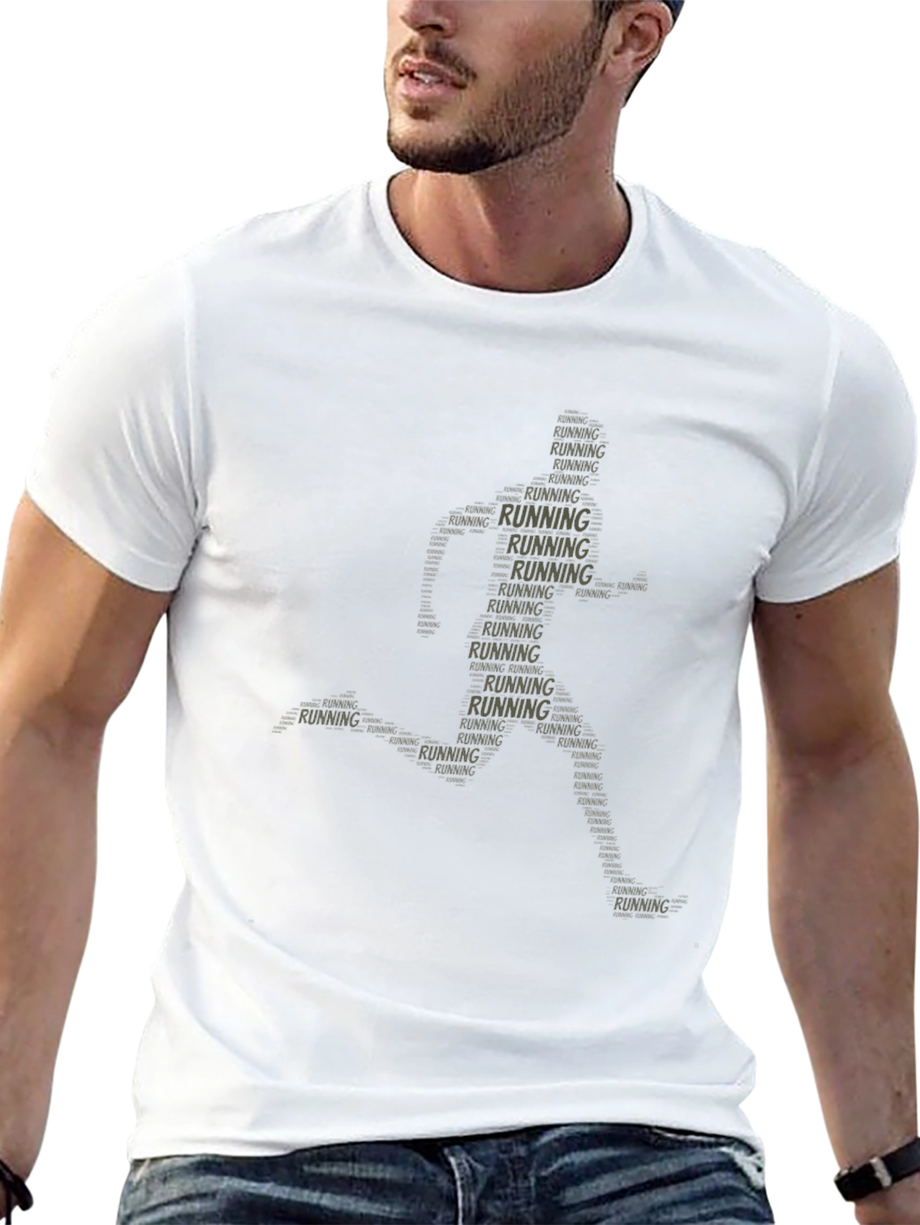 Running Word Art T-Shirt - Black