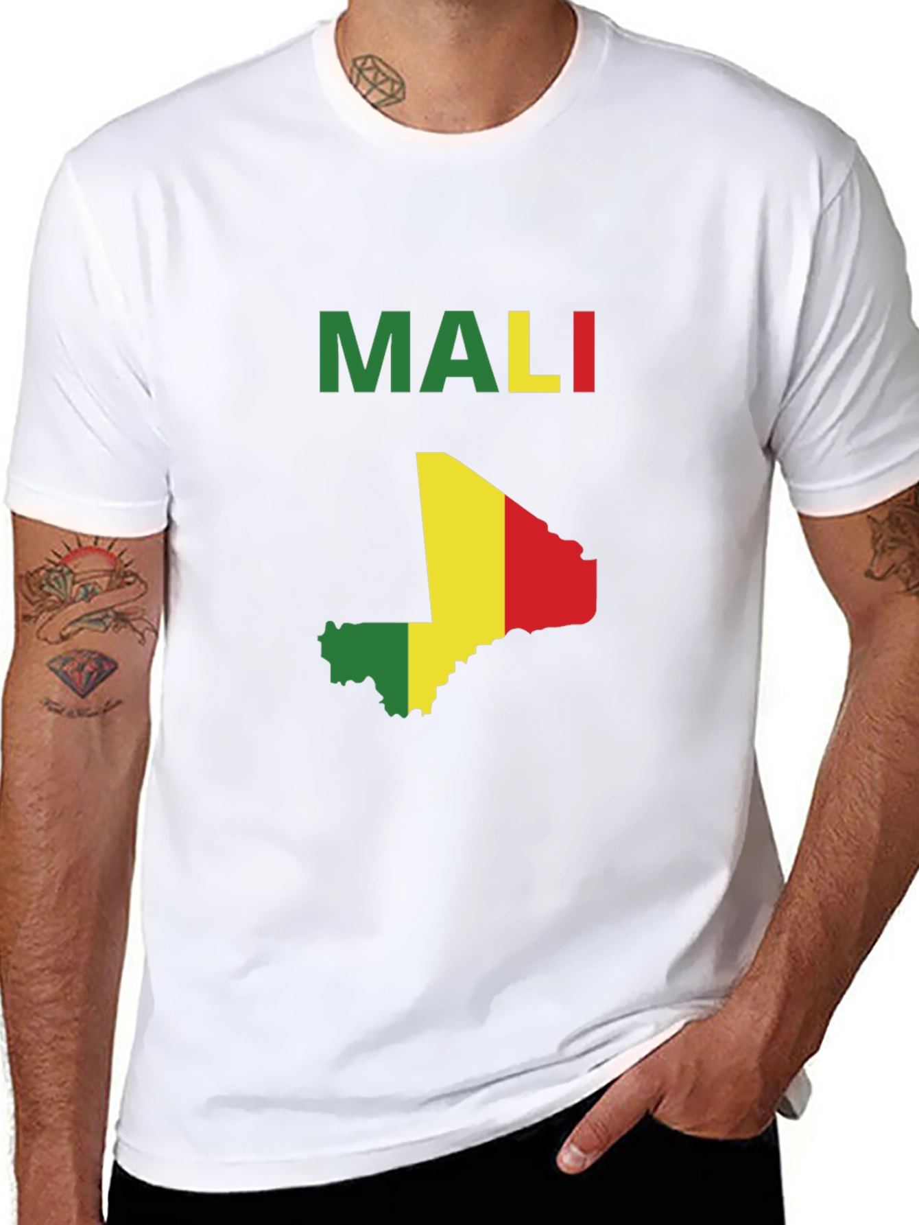 Mali Flag Map T-Shirt - Black