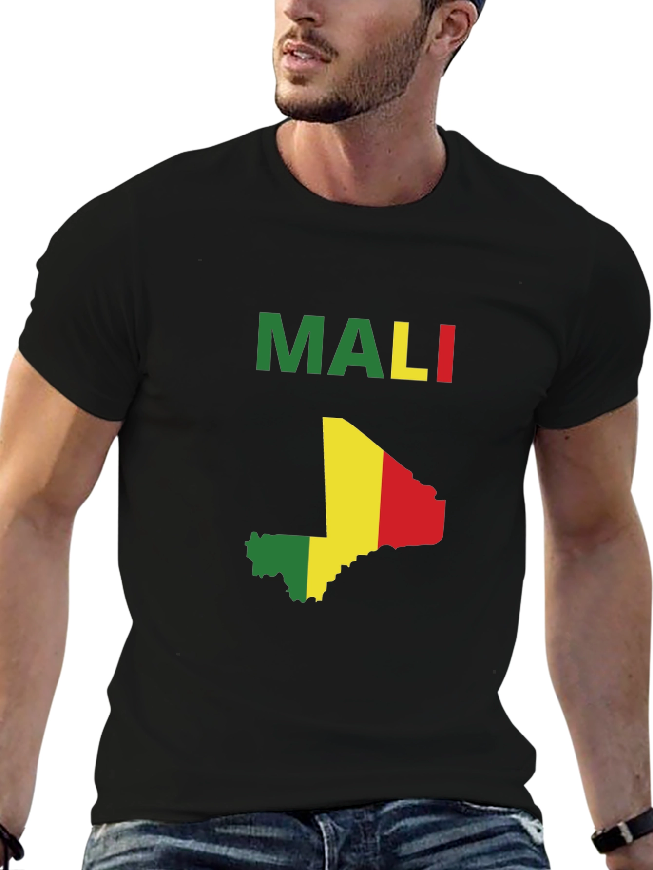 Mali Flag Map T-Shirt - Black