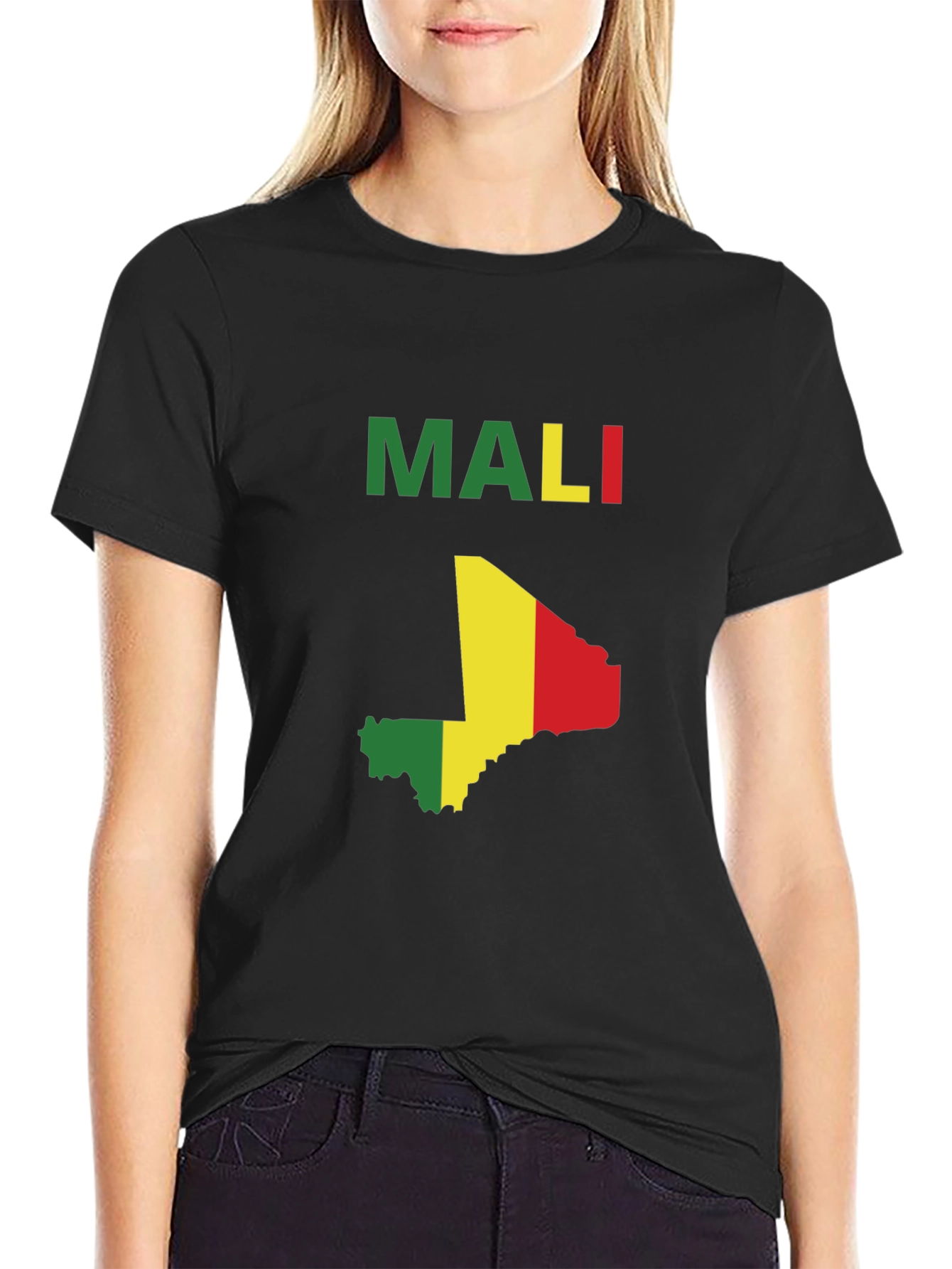 Mali Flag Map T-Shirt - Black