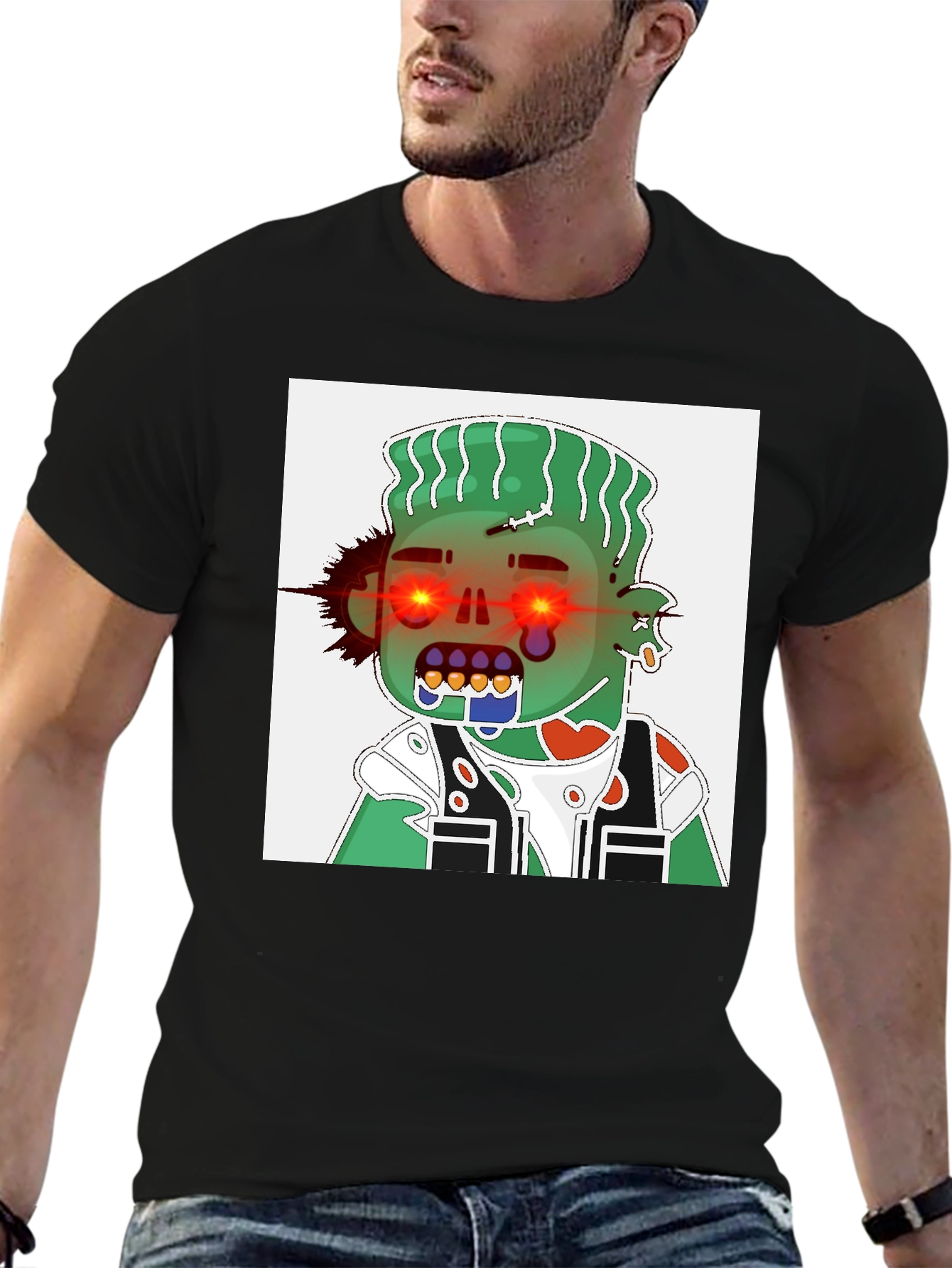Zombie Cartoon Graphic Tee - Black