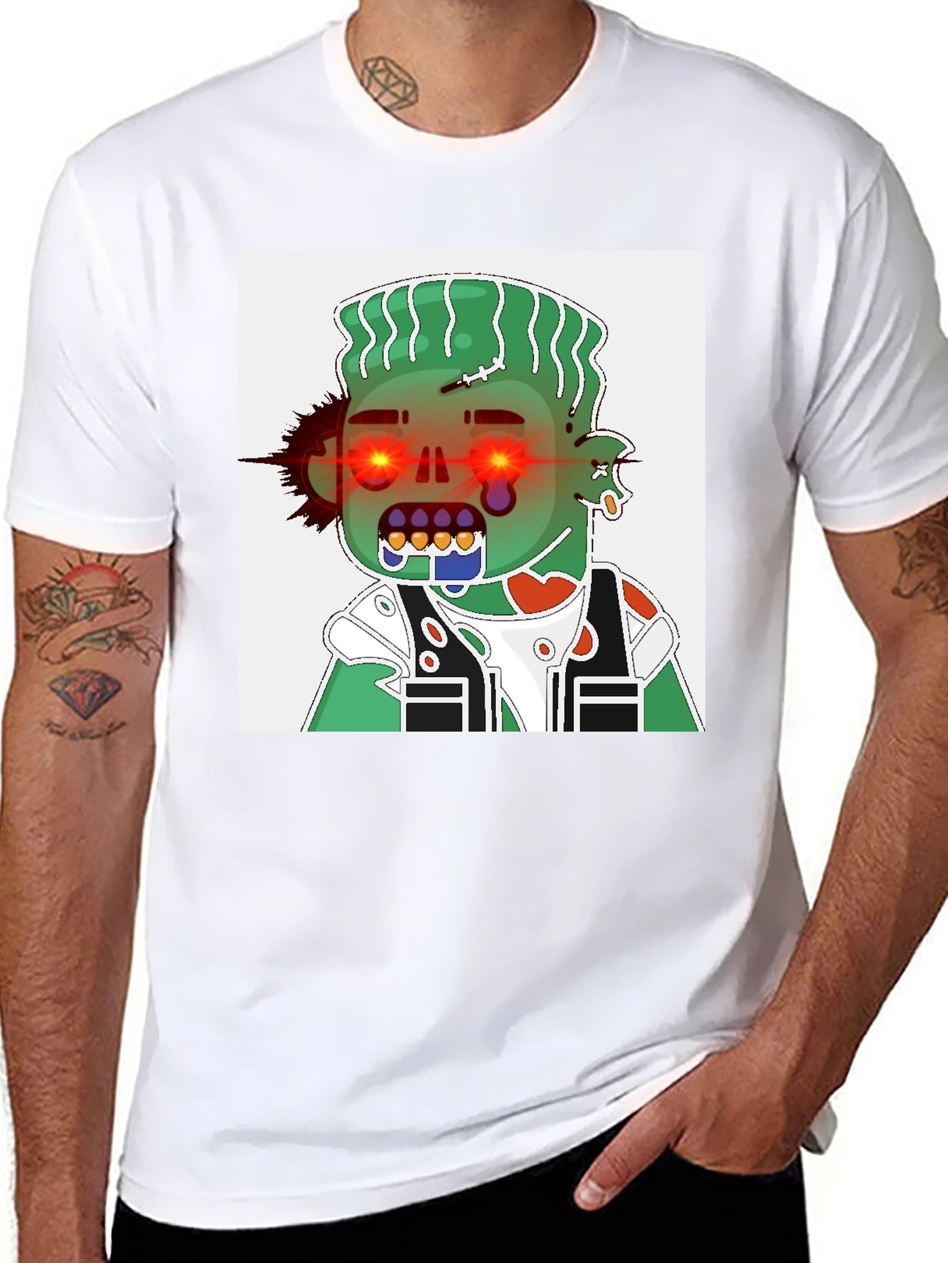 Zombie Cartoon Graphic Tee - Black