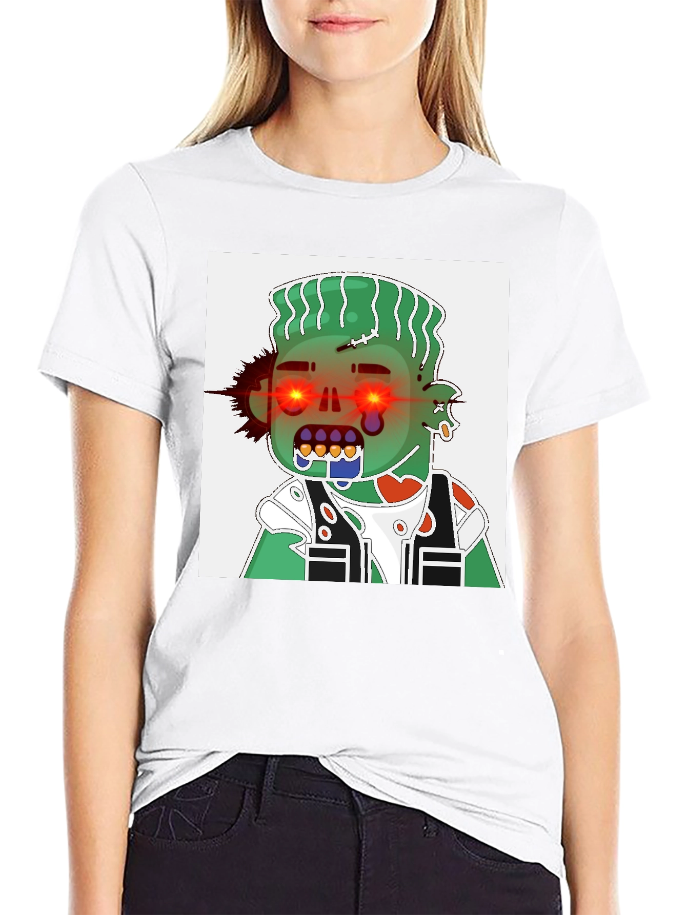 Zombie Cartoon Graphic Tee - Black