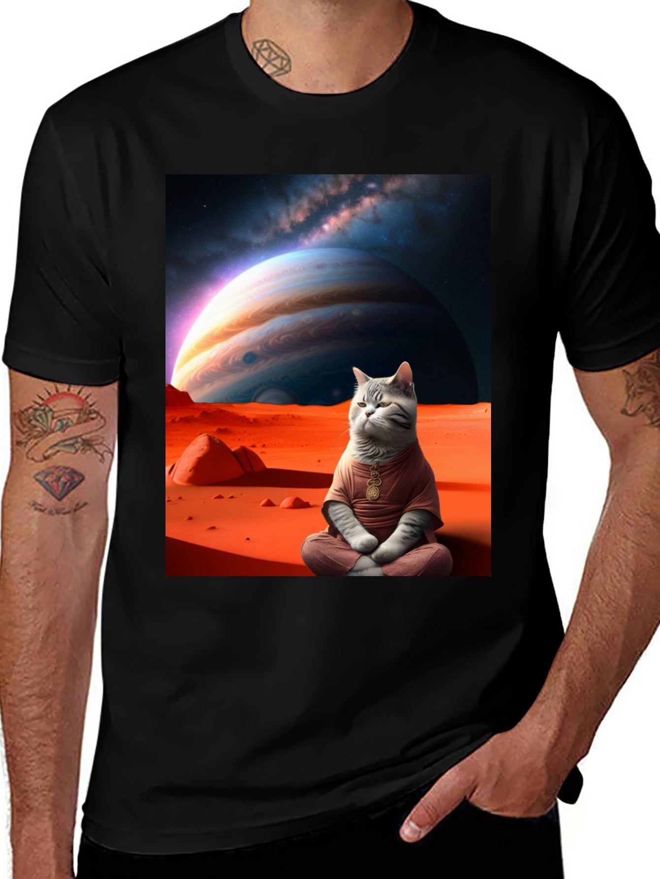 Zen Cat in Space Graphic Tee