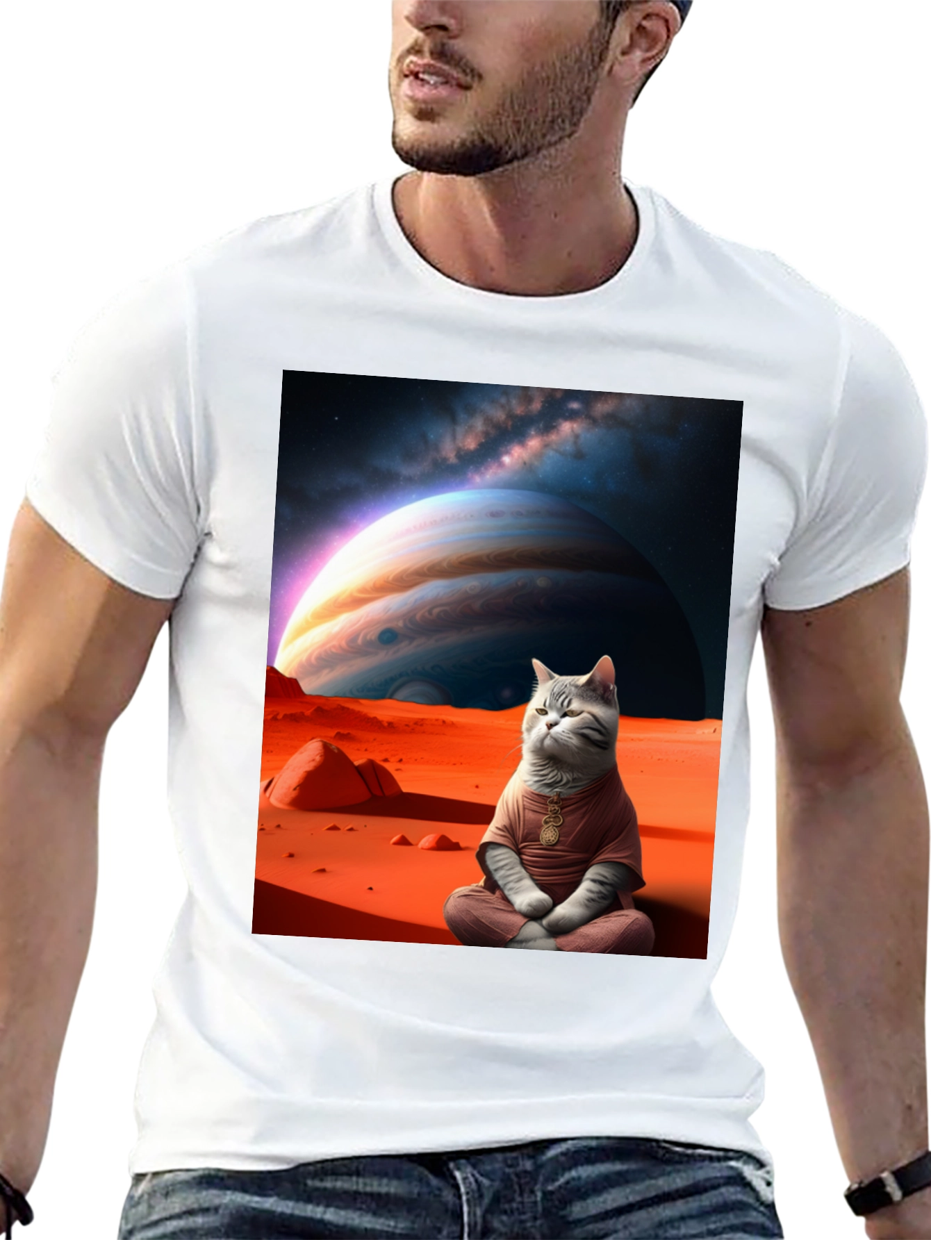 Zen Cat in Space Graphic Tee