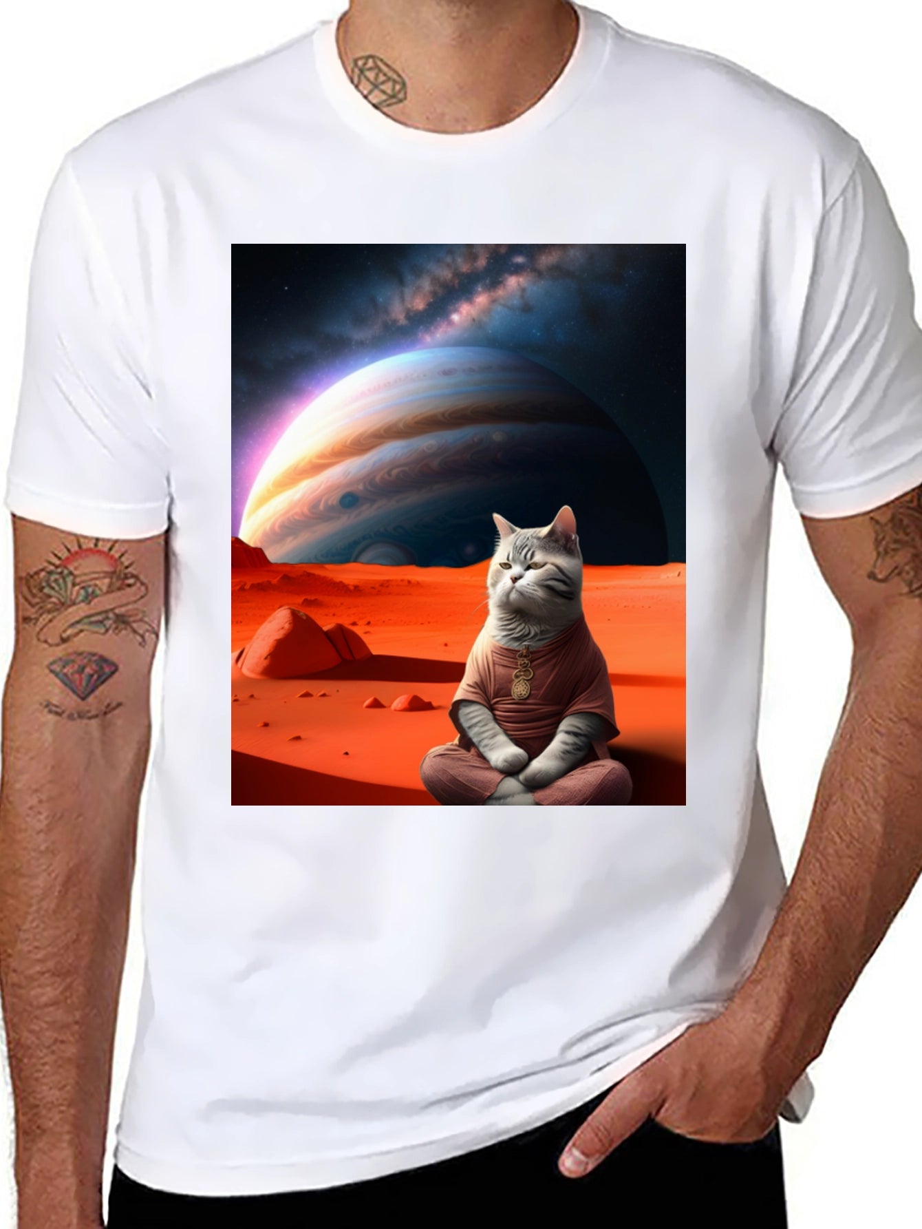 Zen Cat in Space Graphic Tee
