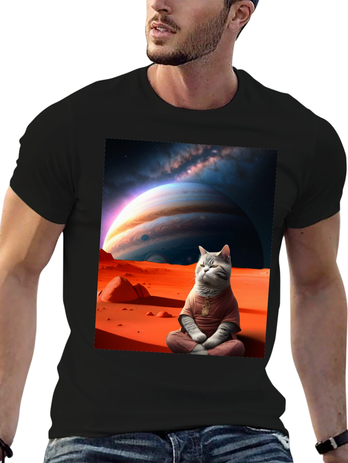Zen Cat in Space Graphic Tee