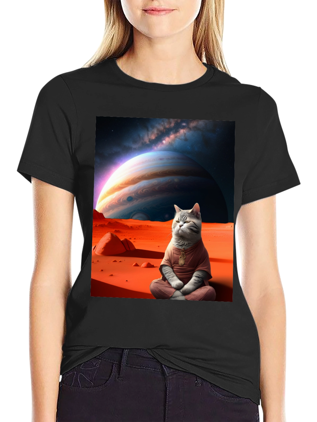 Zen Cat in Space Graphic Tee