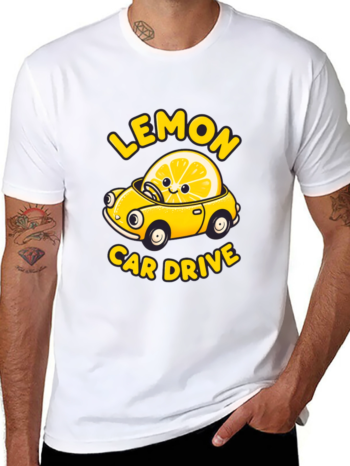 Lemon Car Drive Graphic Tee -  Unique Design