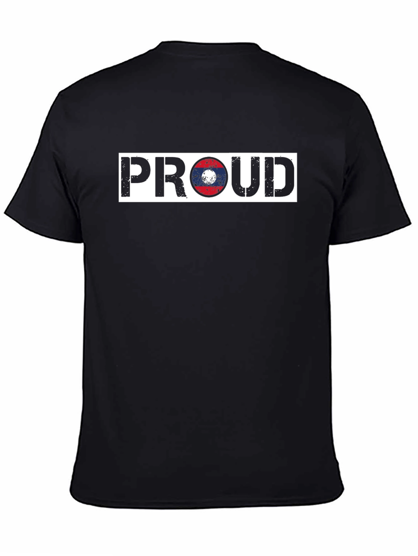 Proud Laos Flag T-Shirt - Black