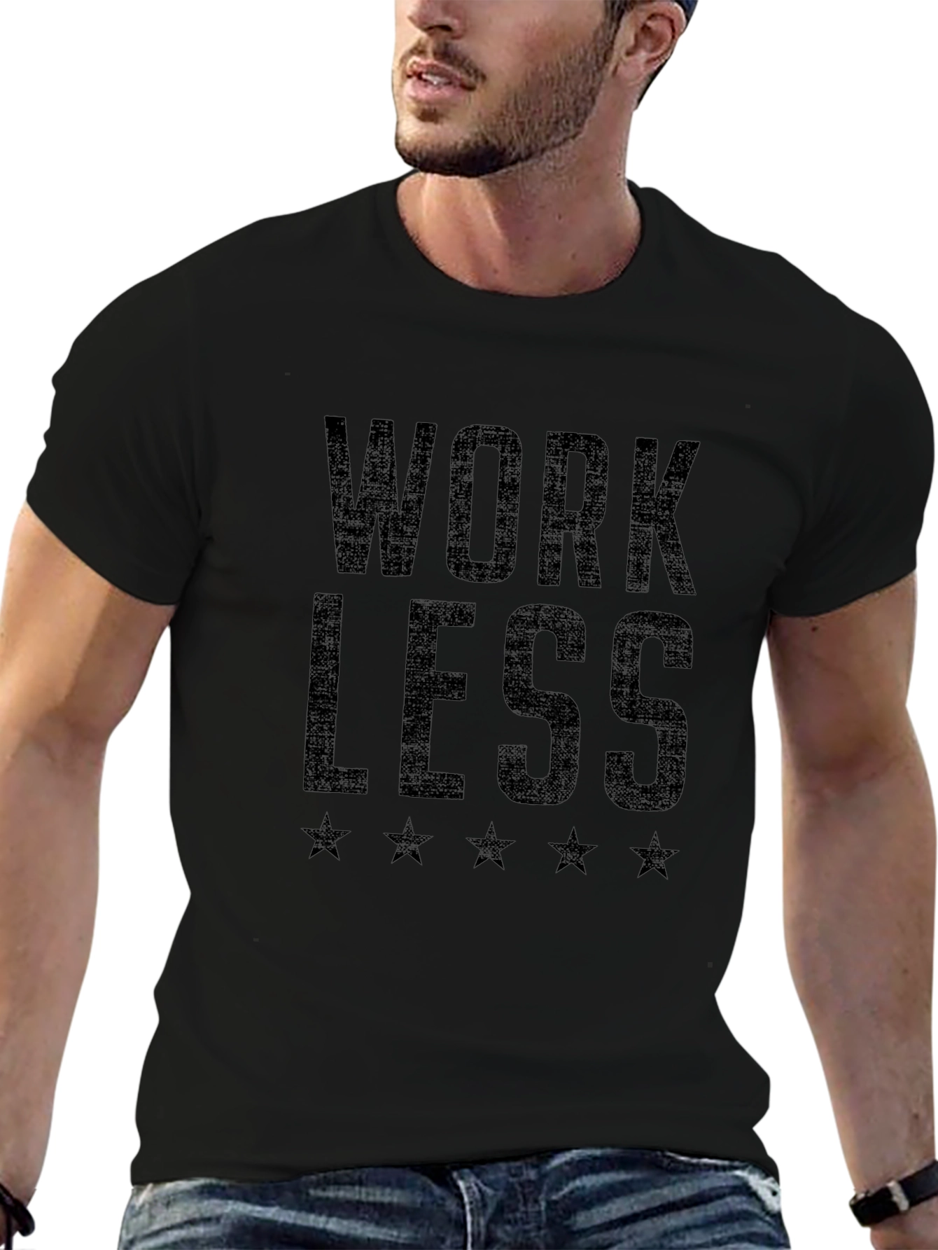 Work Less Tee - Relaxed Fit Black T-Shirt