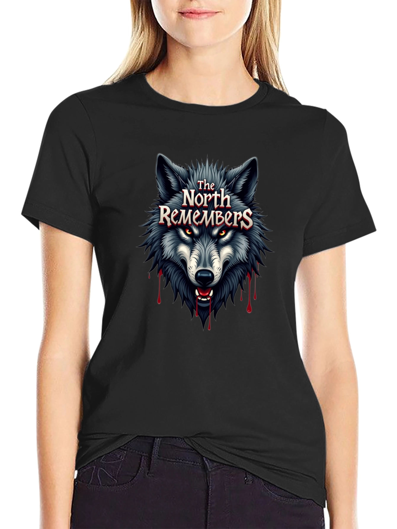 The North Remembers Wolf Graphic Black T-Shirt