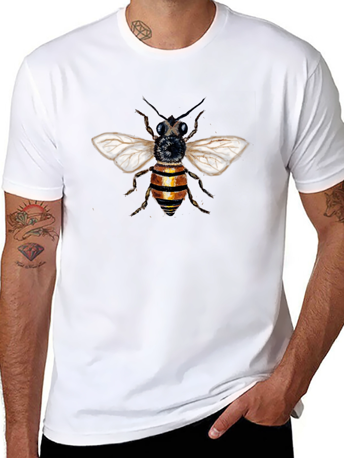 Bee Graphic T-Shirt - Black Cotton Blend