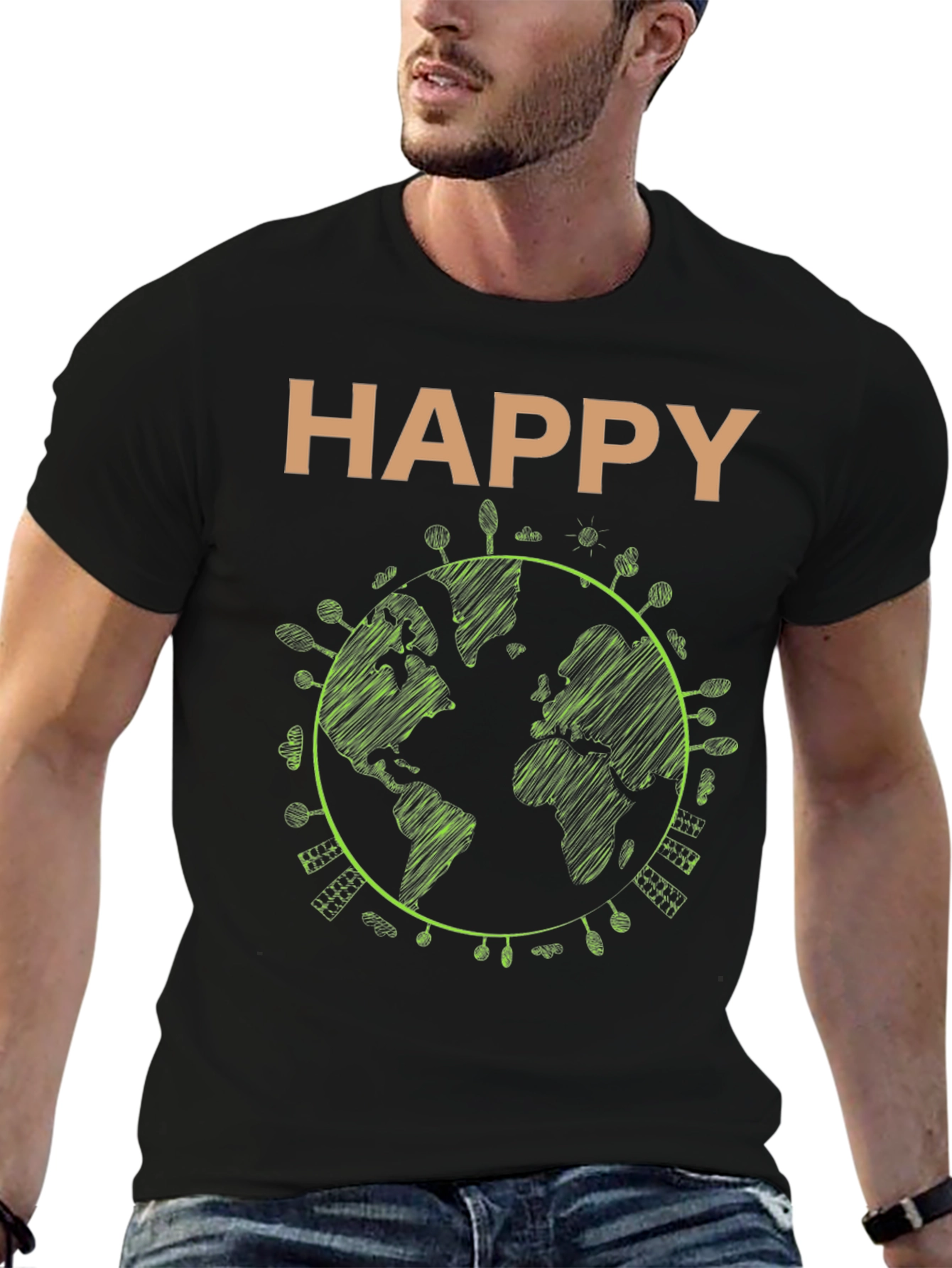 Happy Earth Graphic Tee - Sustainable Style