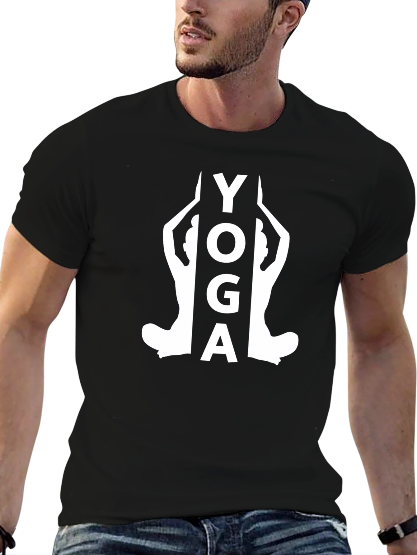 Yoga Silhouette Graphic Tee - Black Cotton Blend