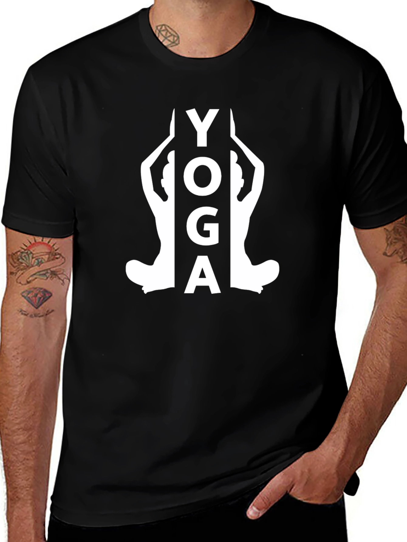 Yoga Silhouette Graphic Tee - Black Cotton Blend