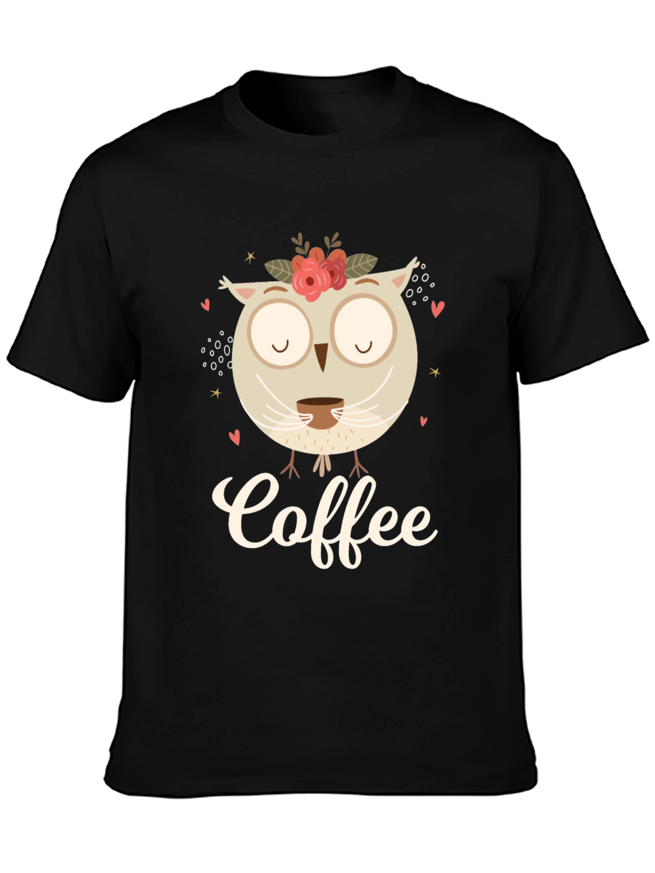 Coffee Owl Graphic Tee - Black
