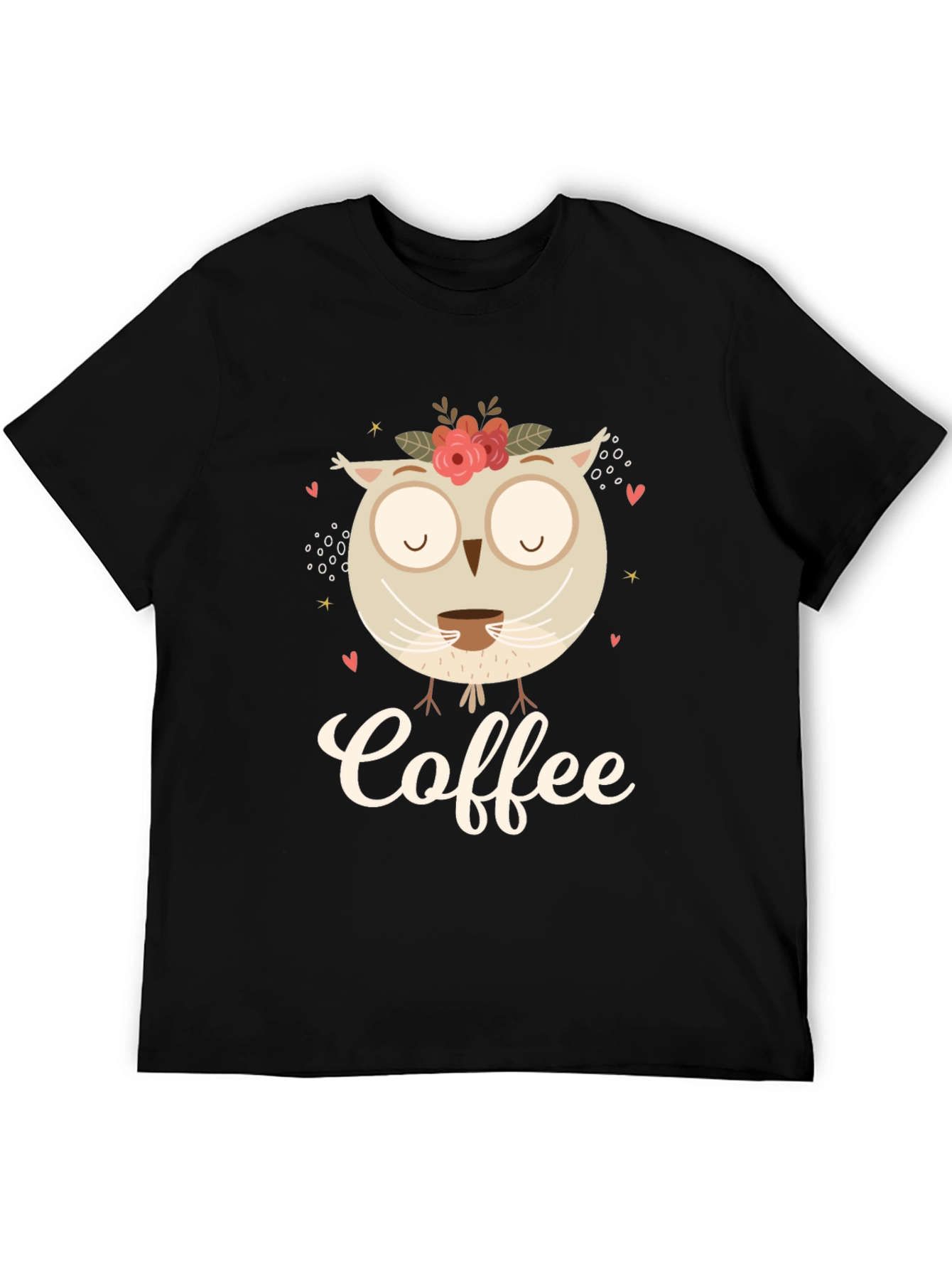 Coffee Owl Graphic Tee - Black