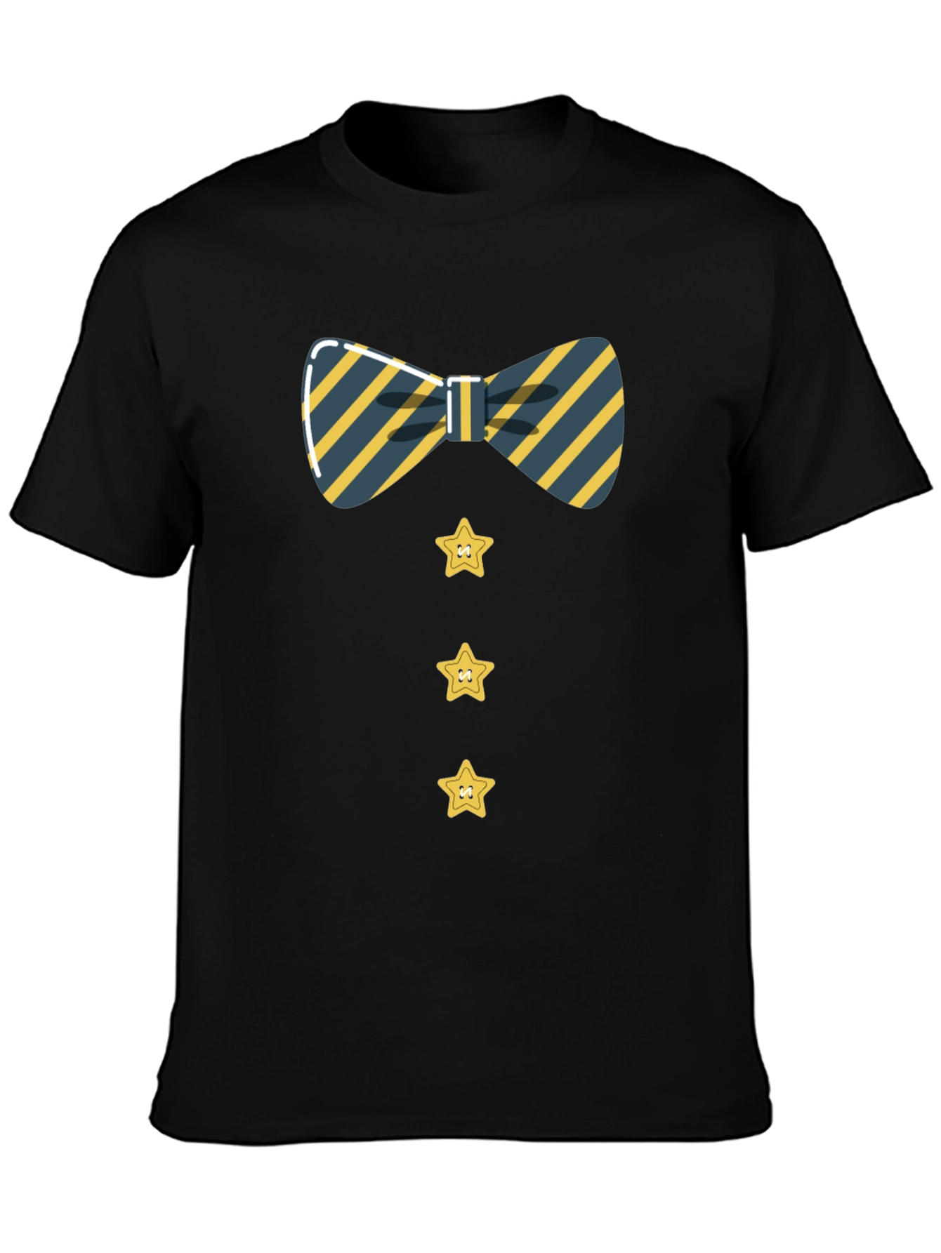 Striped Bowtie and Star Button Tee