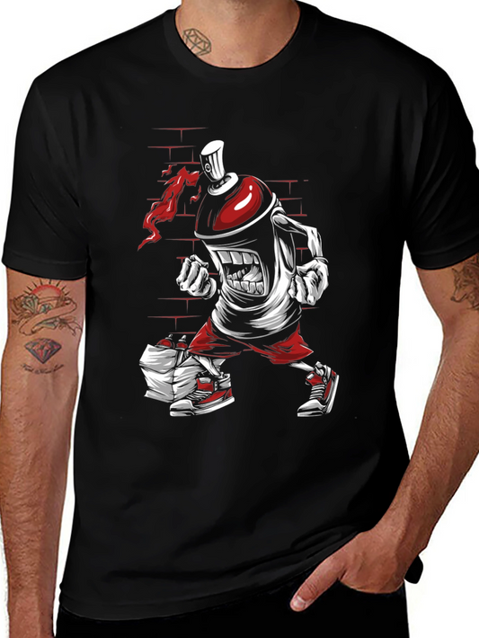 Graffiti Spray Can Cartoon Graphic T-Shirt