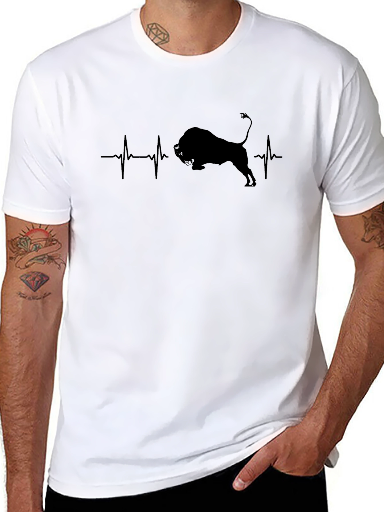 Bison Heartbeat Black Graphic Tee
