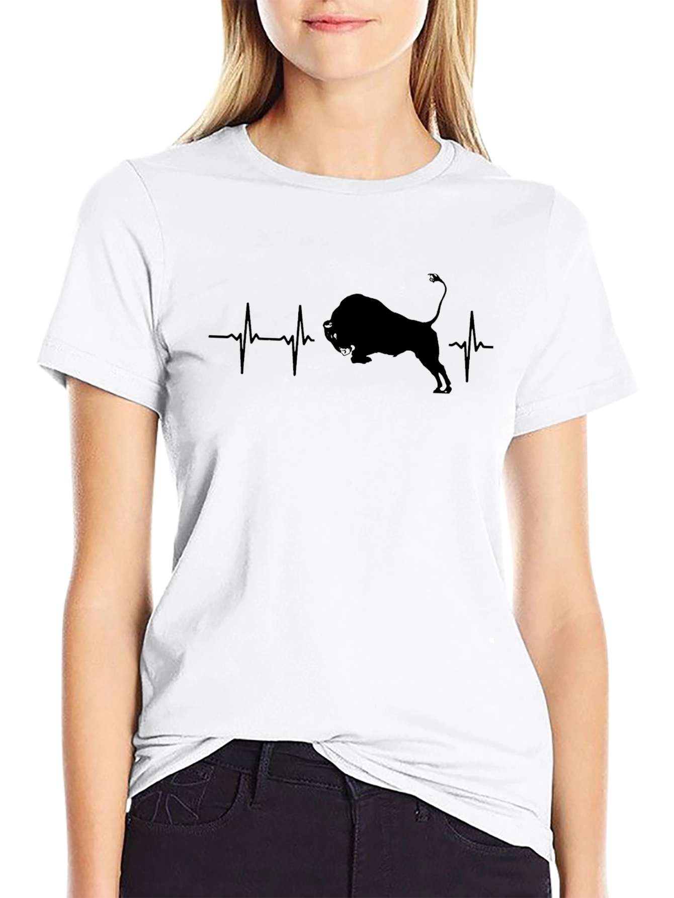 Bison Heartbeat Black Graphic Tee
