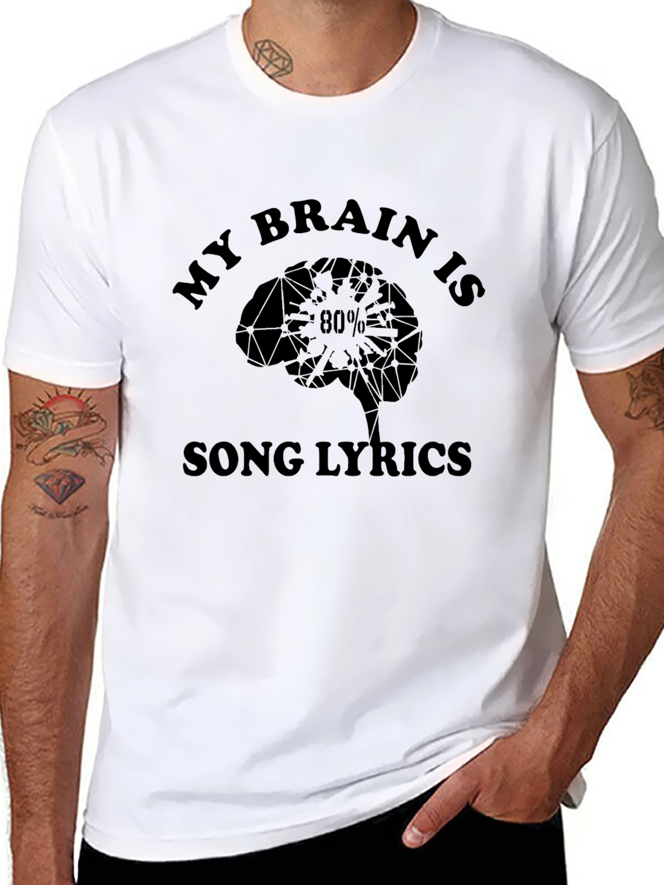 My Brain is 80% Song Lyrics T-Shirt - Black