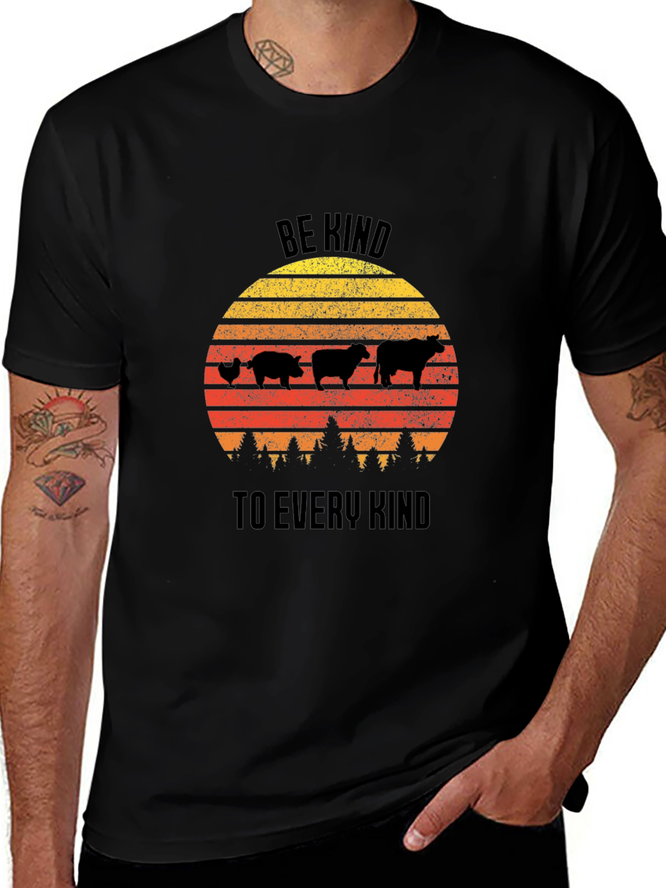 Be Kind Animal Silhouette Graphic Tee