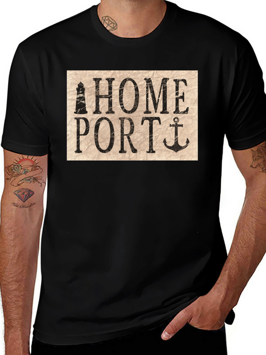 Home Port Lighthouse & Anchor Graphic T-Shirt