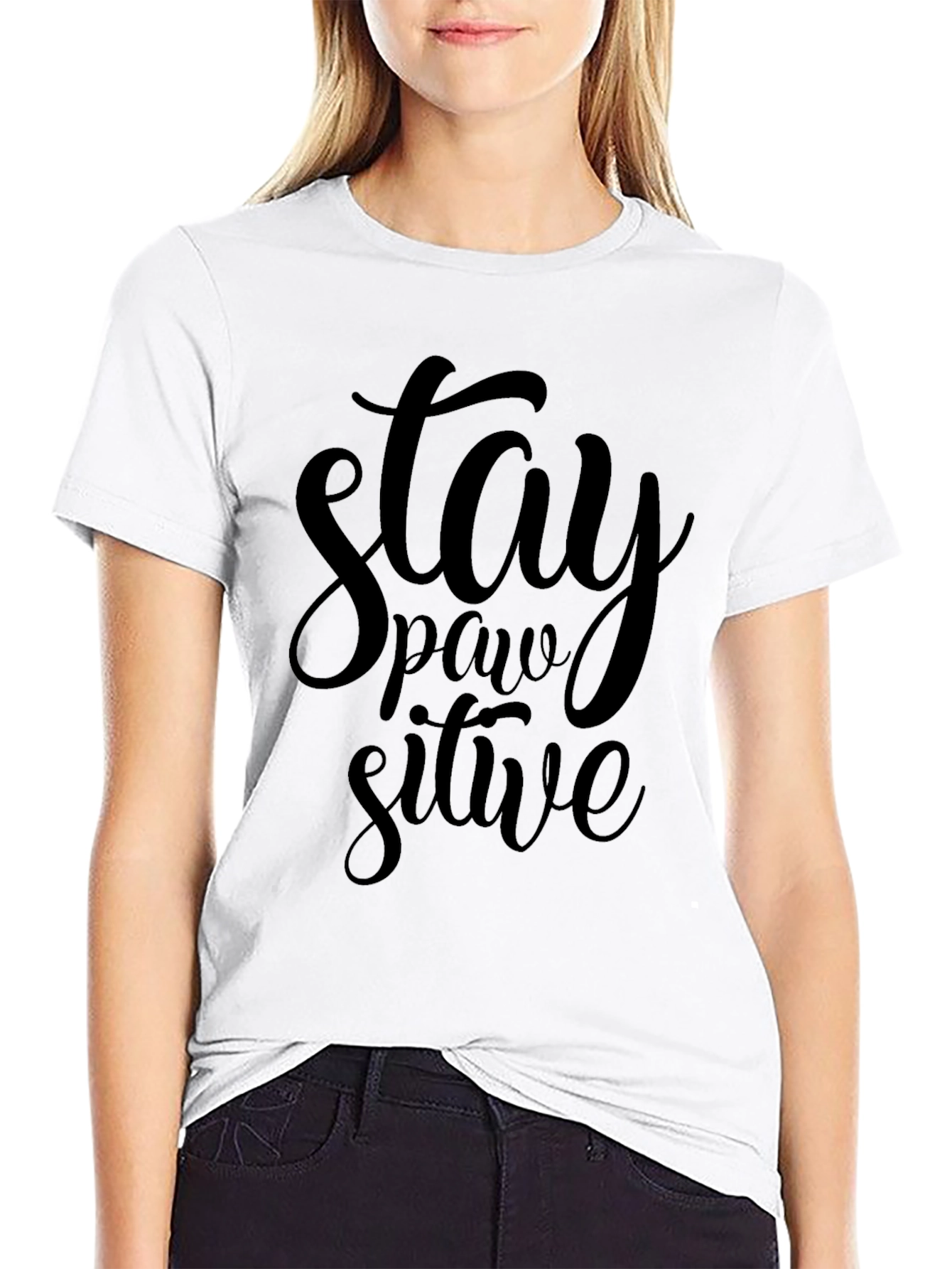 Stay Pawsitive Black T-Shirt