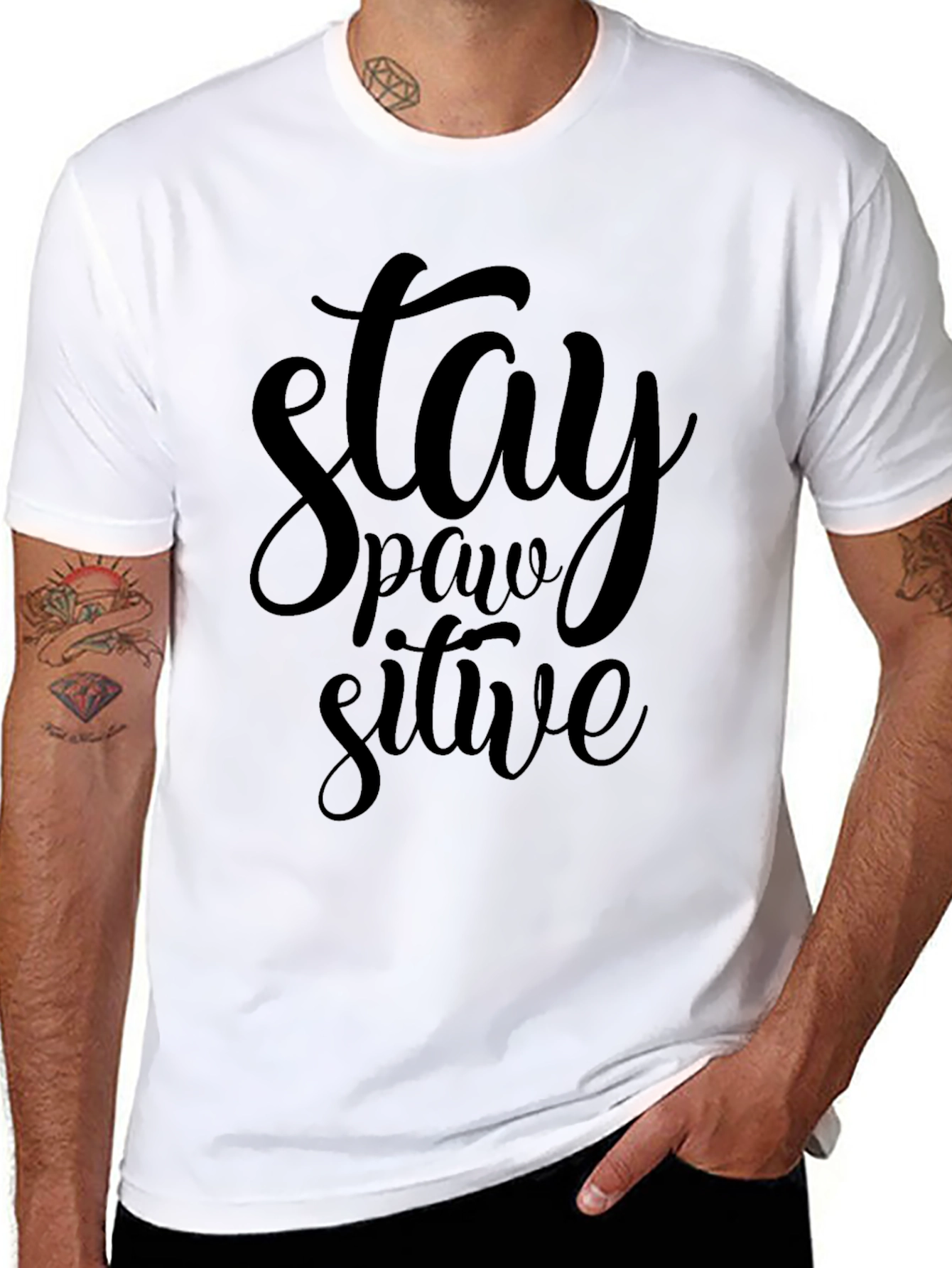 Stay Pawsitive Black T-Shirt