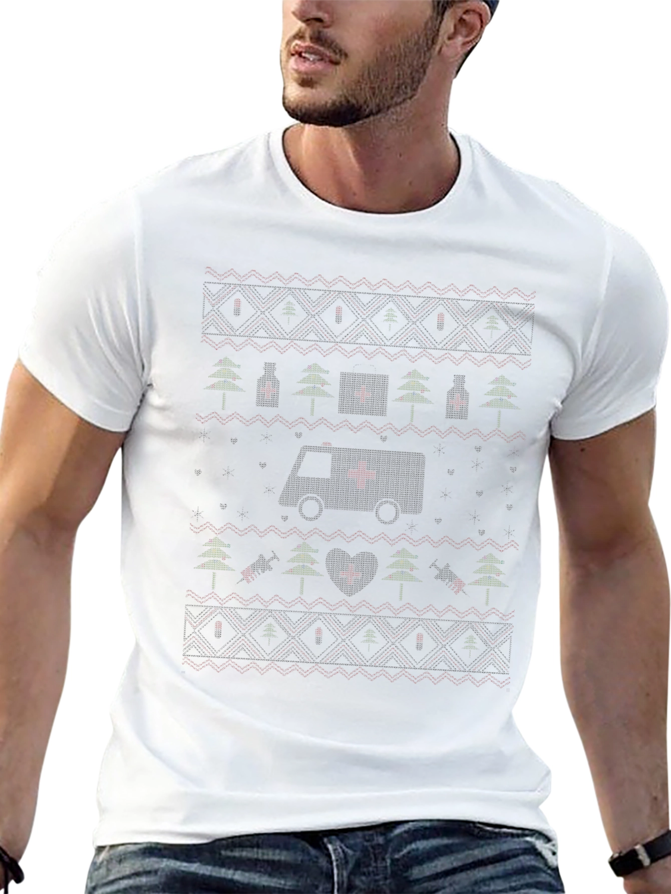 Ugly Christmas Ambulance EMT T-Shirt