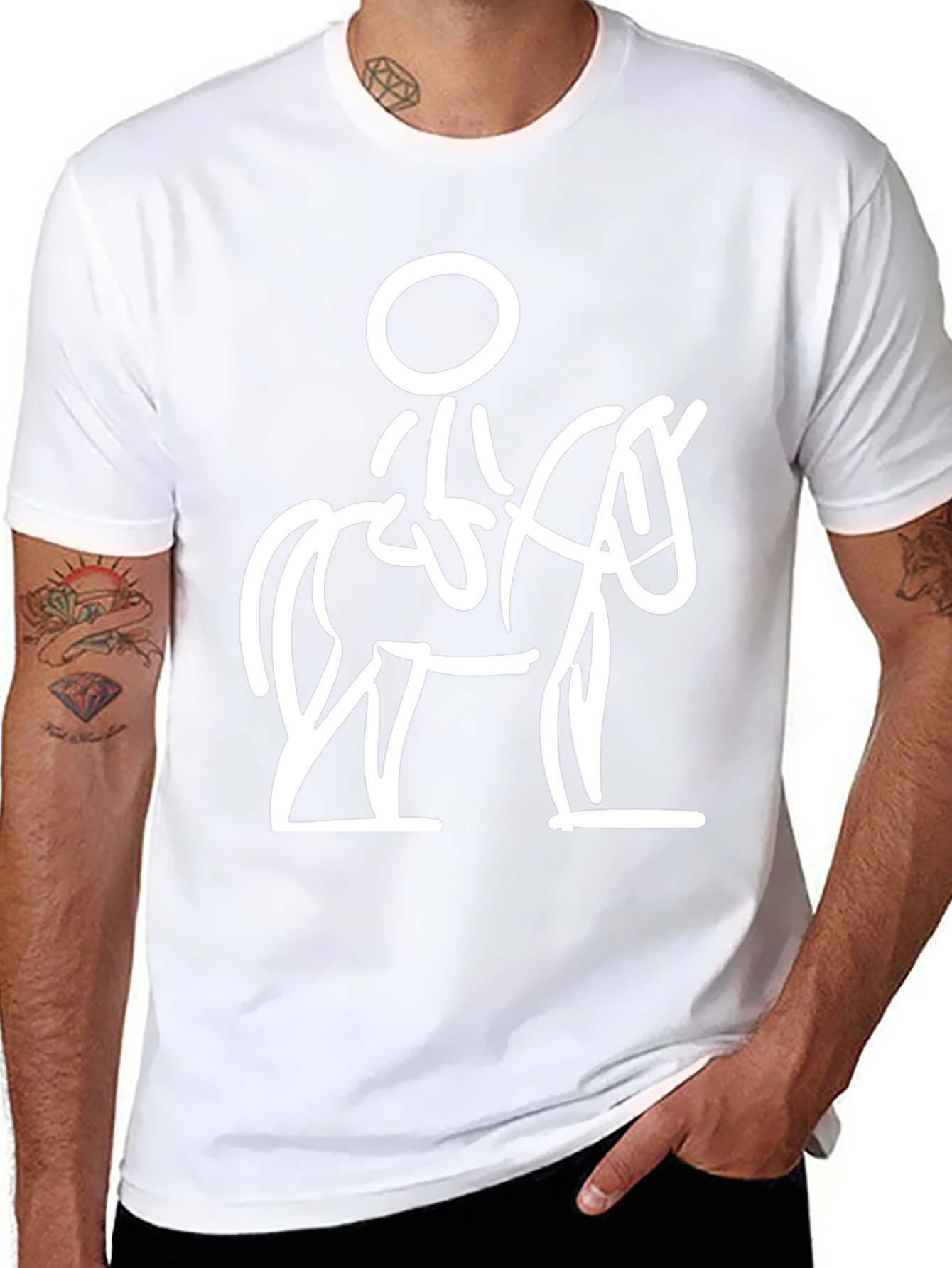 Stick Figure Horse Rider Black T-Shirt