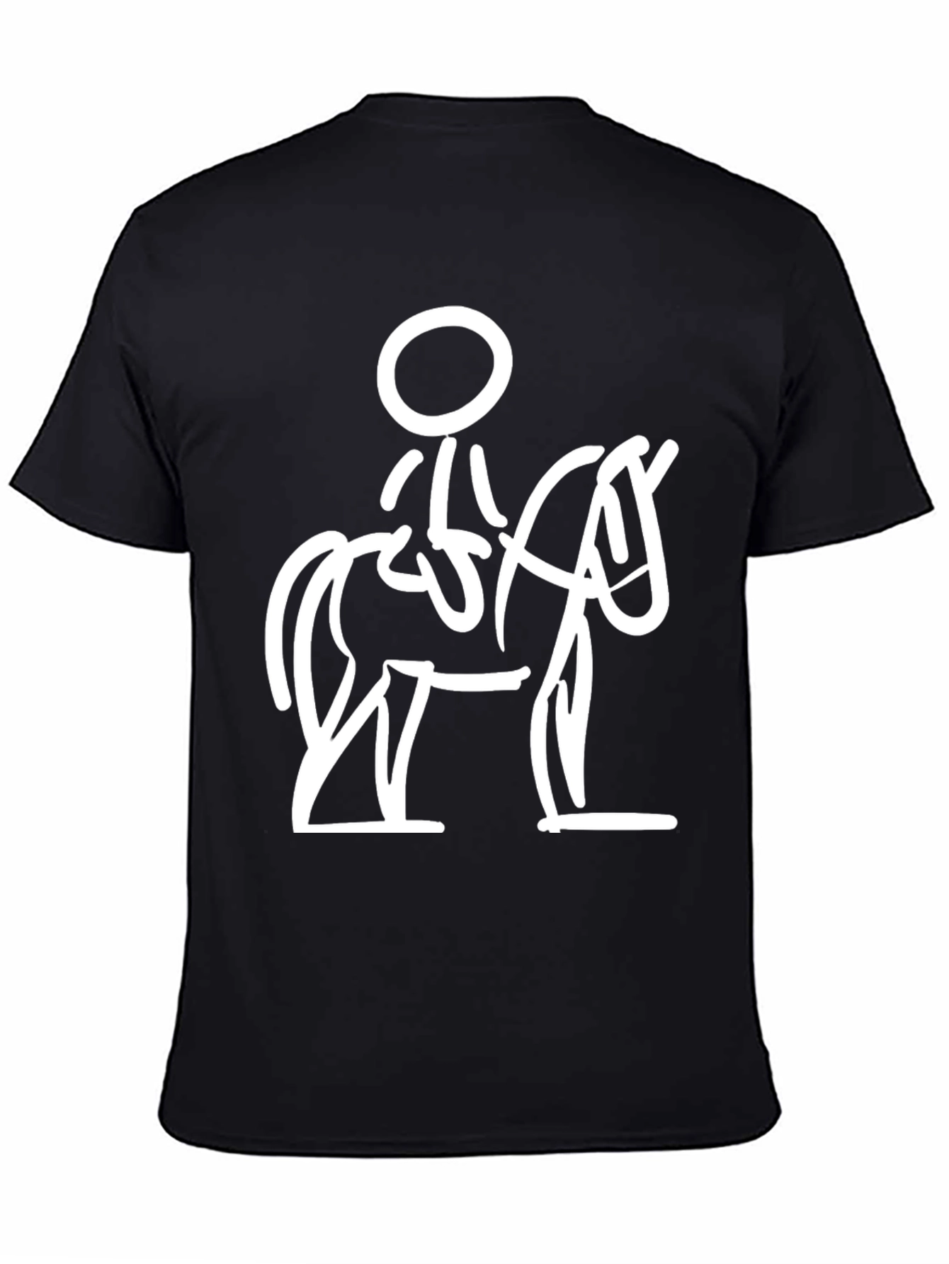 Stick Figure Horse Rider Black T-Shirt