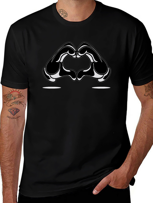 Heart Hands Graphic Tee - Stylish Black Cotton T-Shirt