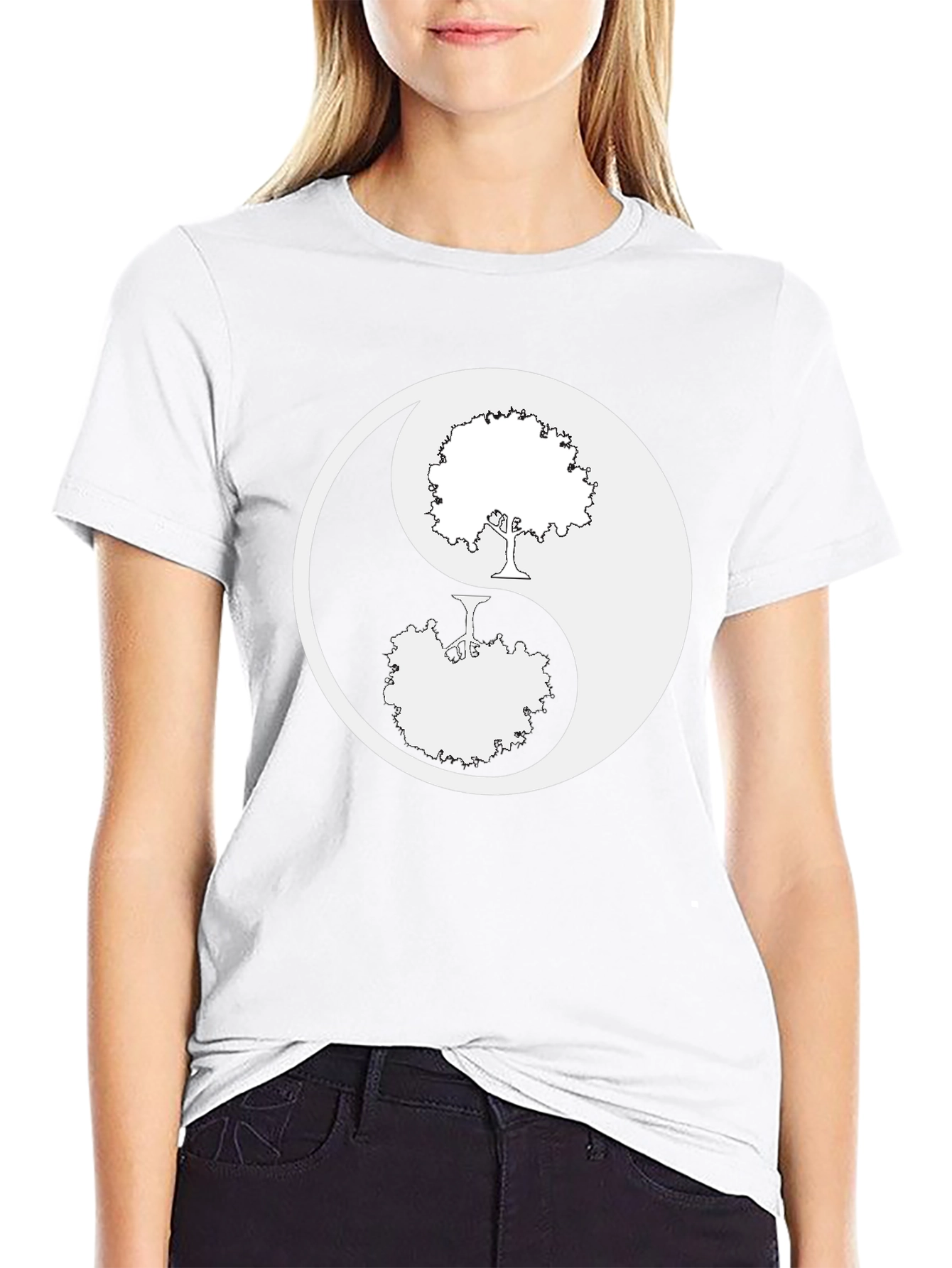 Yin Yang Tree Graphic T-Shirt - Nature Balance Design