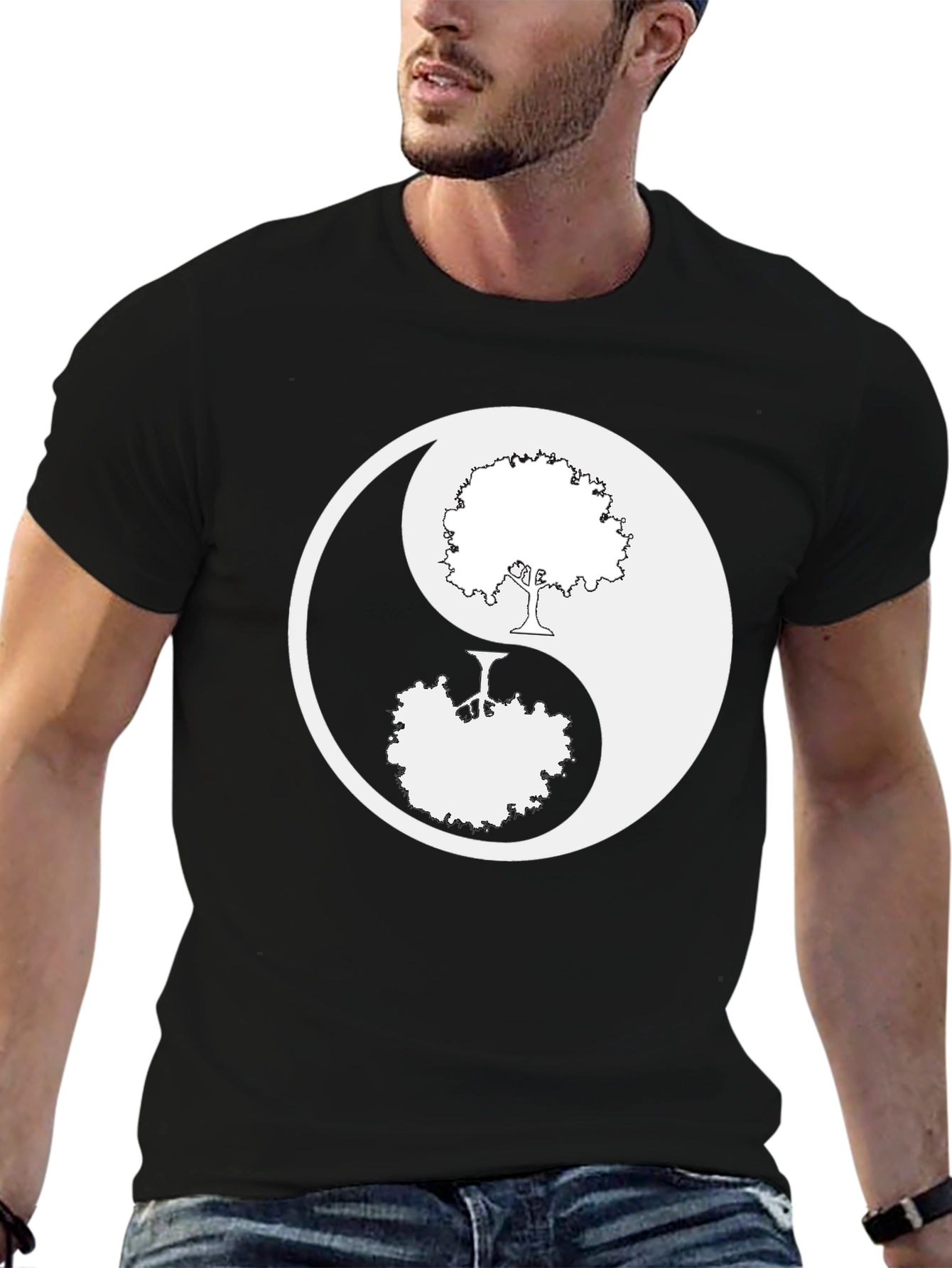 Yin Yang Tree Graphic T-Shirt - Nature Balance Design