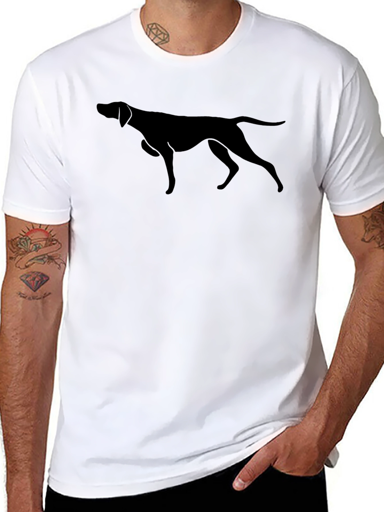 Dog Silhouette Graphic T-Shirt - Black