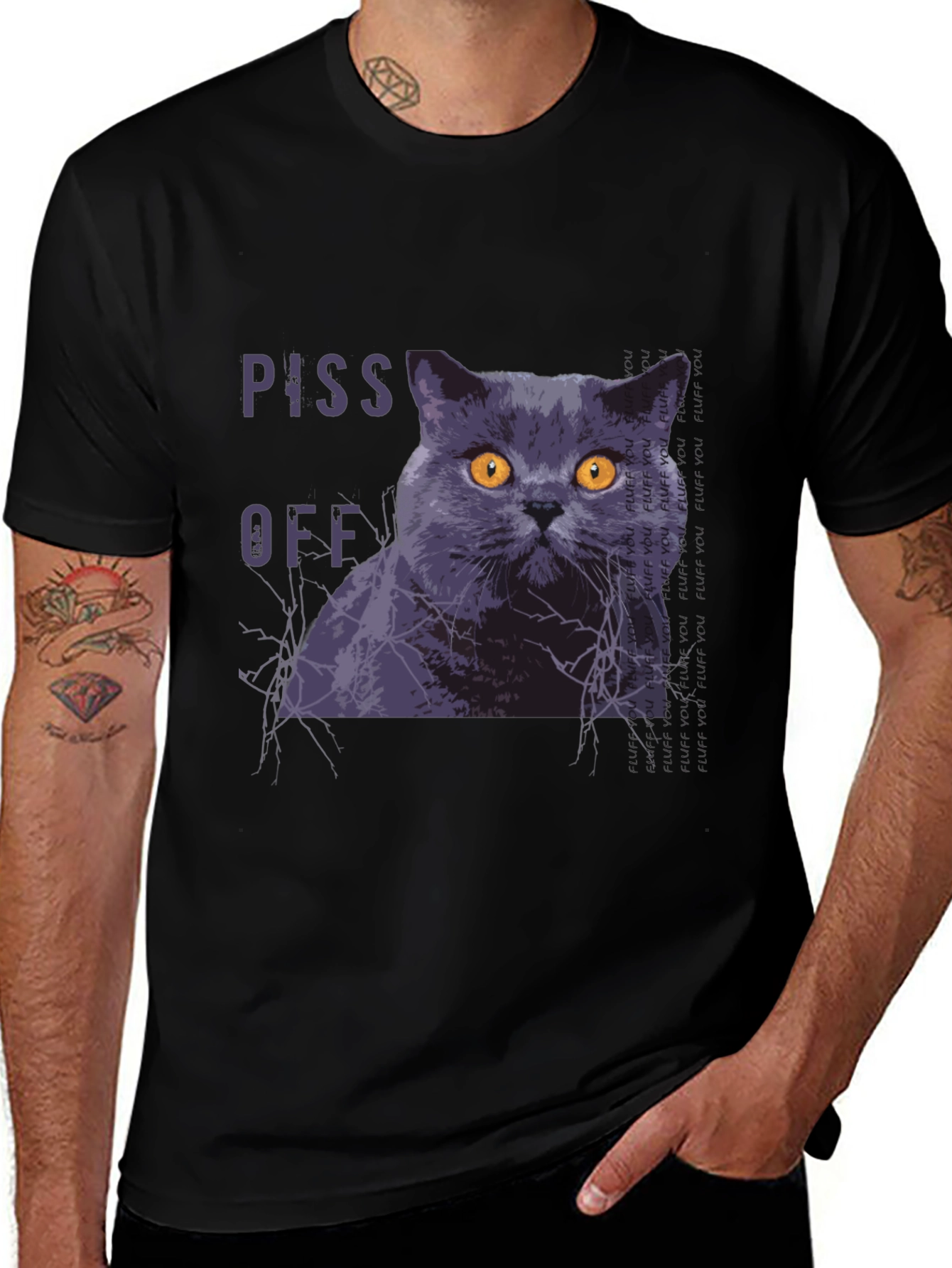Piss Off Cat Graphic T-Shirt - Funny Novelty Tee